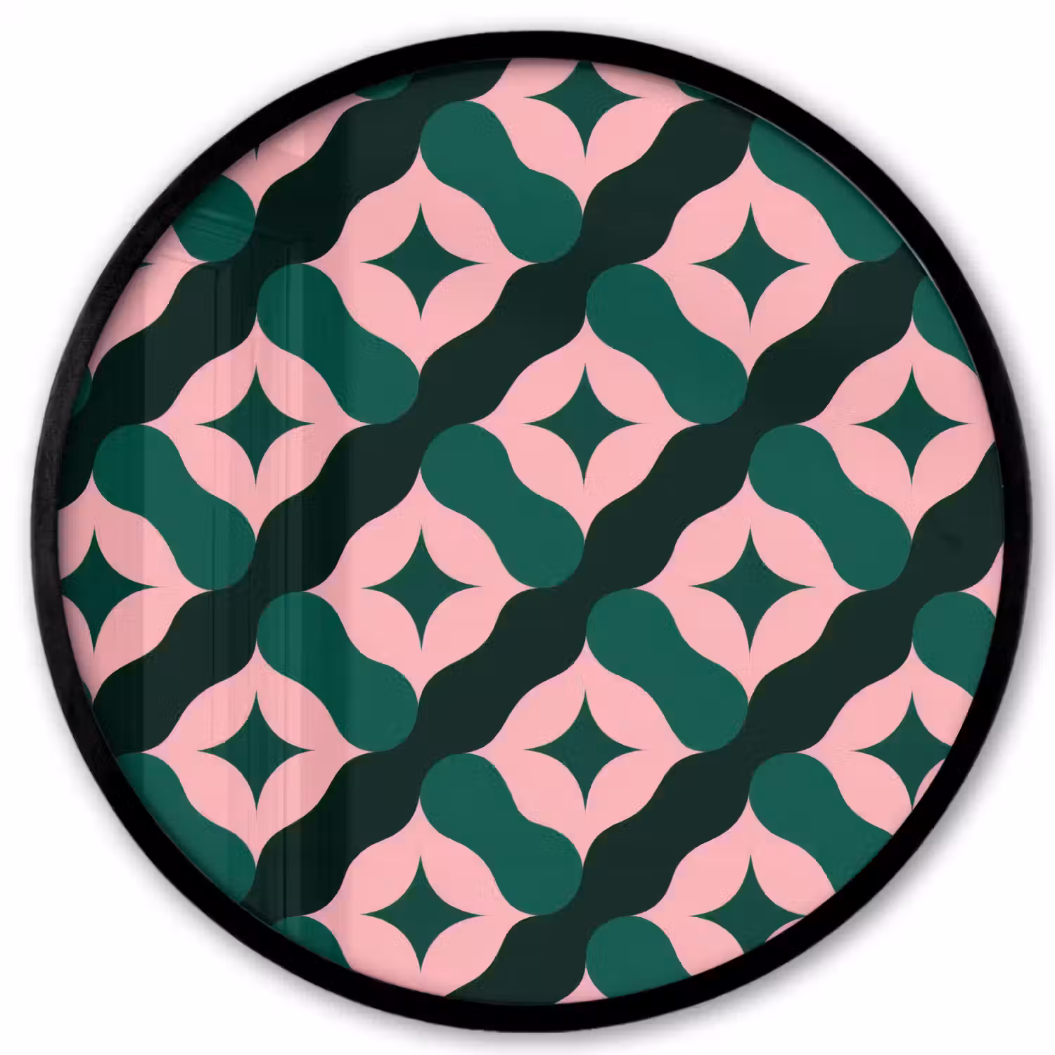 Groen - Roze - Retro - Sterren Fotolijst rond zonder passe partout klein 856 -3d