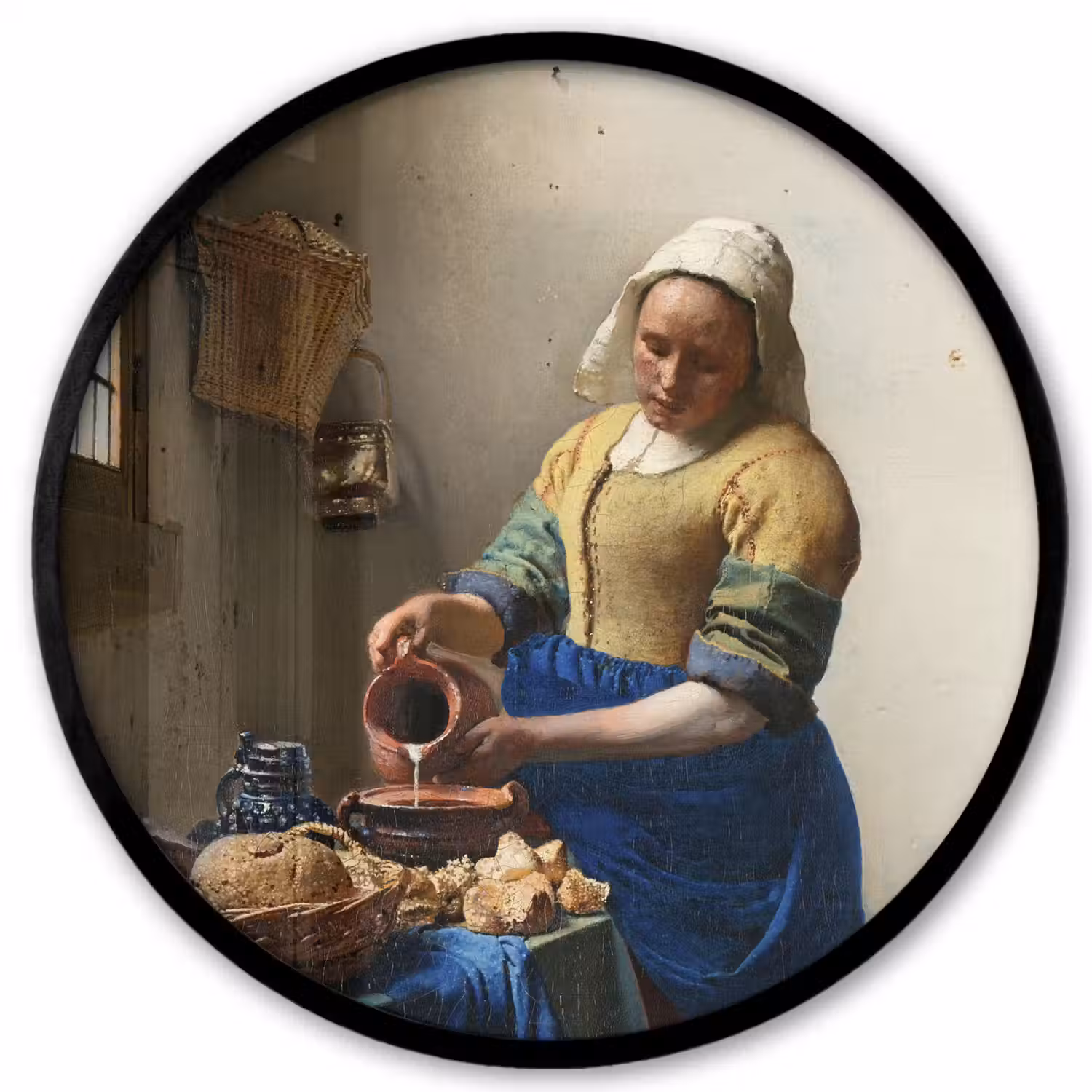 Het melkmeisje - Kunst - Oude meesters - Vermeer Fotolijst rond zonder passe partout klein -3d