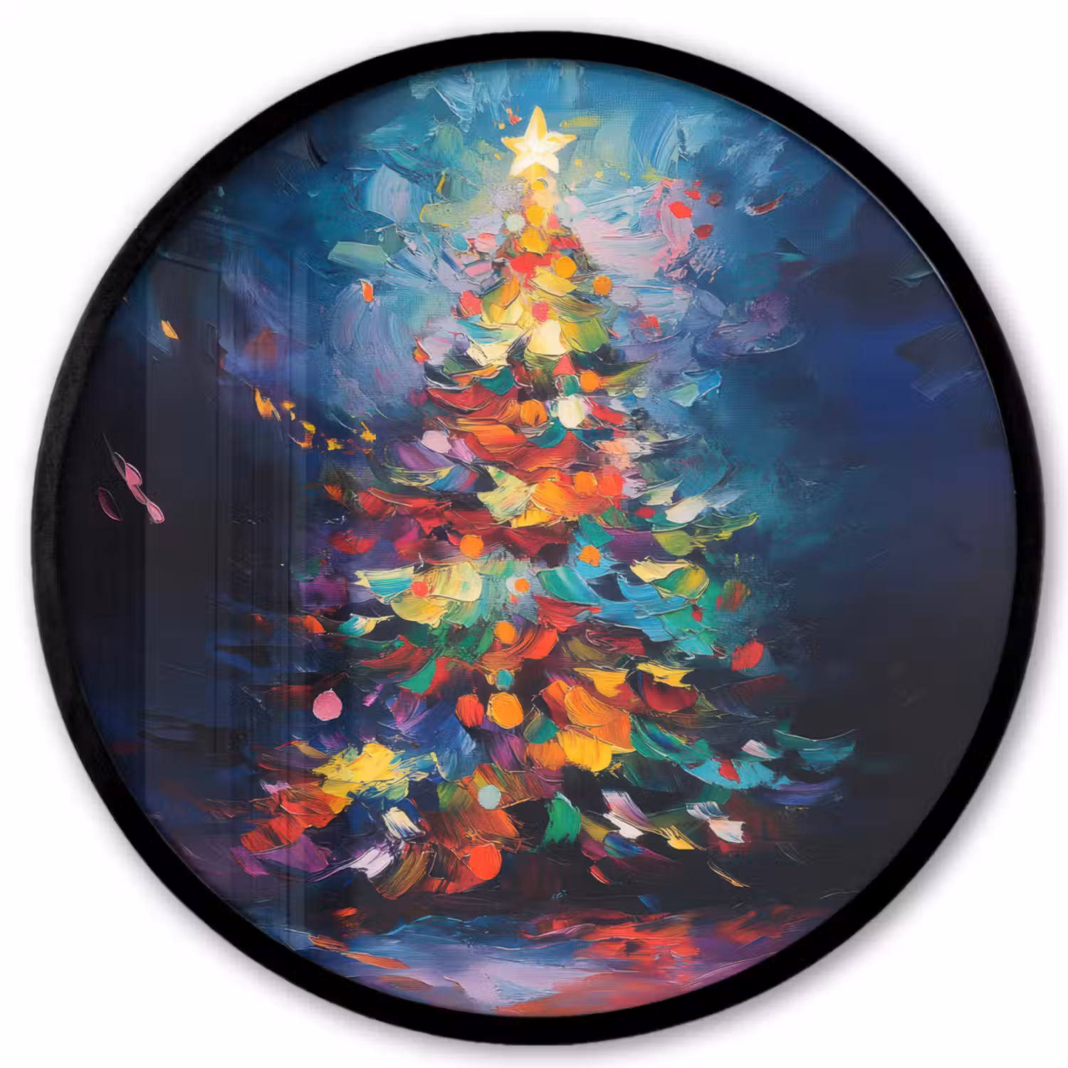 Kerstboom - Kerst - Abstract - Kleurrijk Fotolijst rond zonder passe partout klein -3d