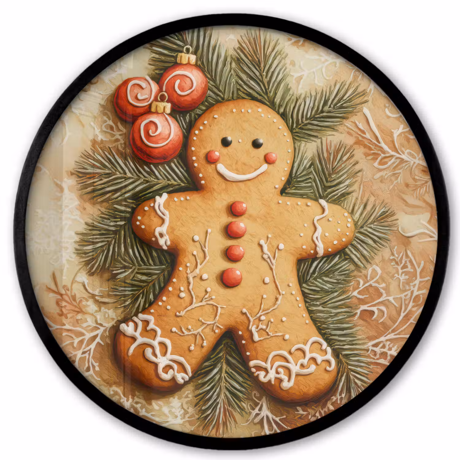 Kerstmis - Koekje - Poppetje - Speculaas Fotolijst rond zonder passe partout klein -3d