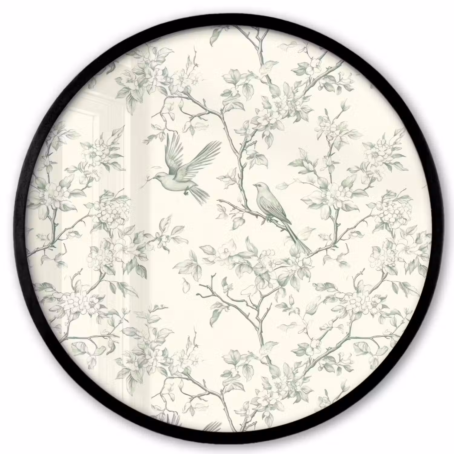 Klassiek - Vogels - Groen Fotolijst rond zonder passe partout klein 856 -3d
