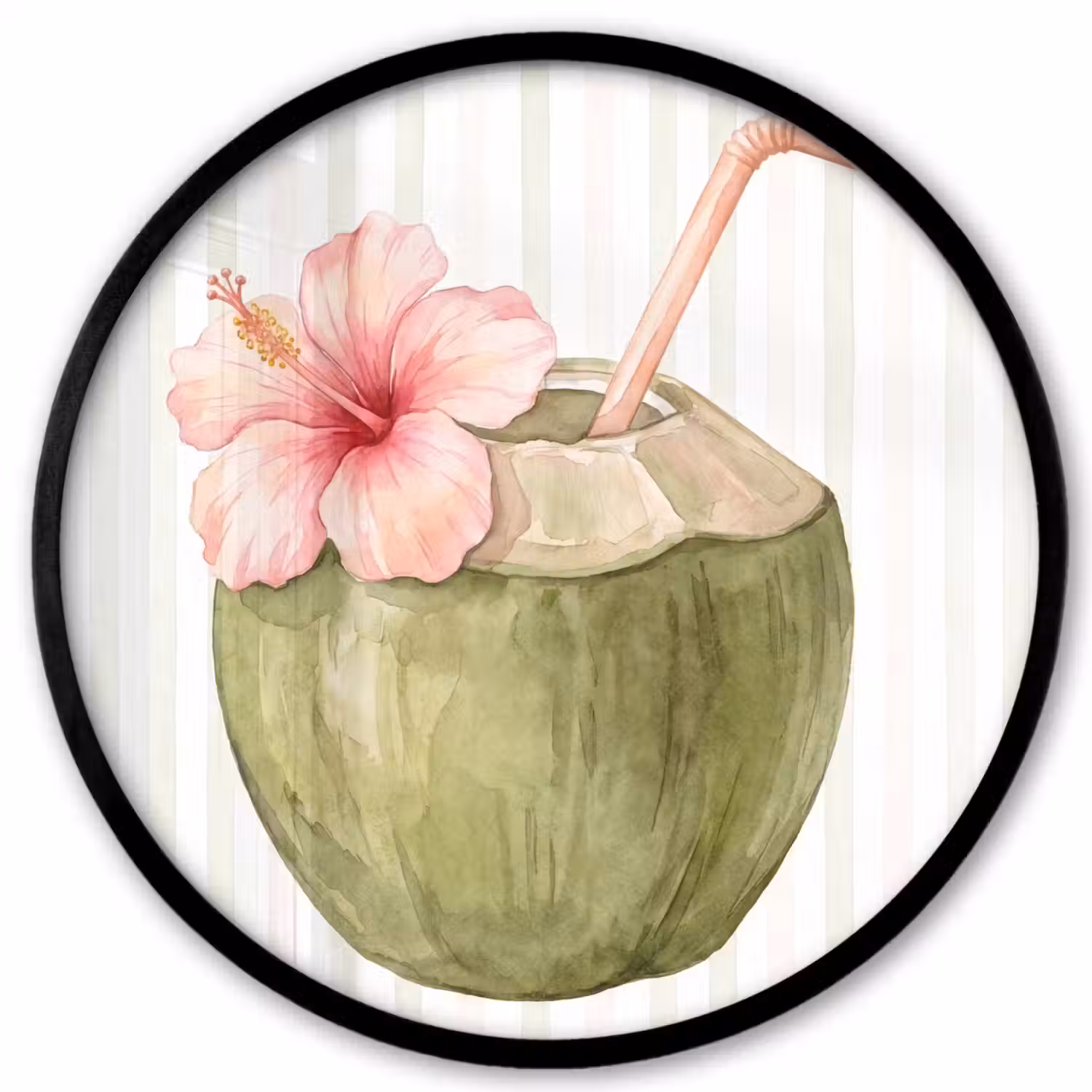 Kokosnoot - Drank - Tropisch - Illustratie - Zomer Fotolijst rond zonder passe partout klein -3d