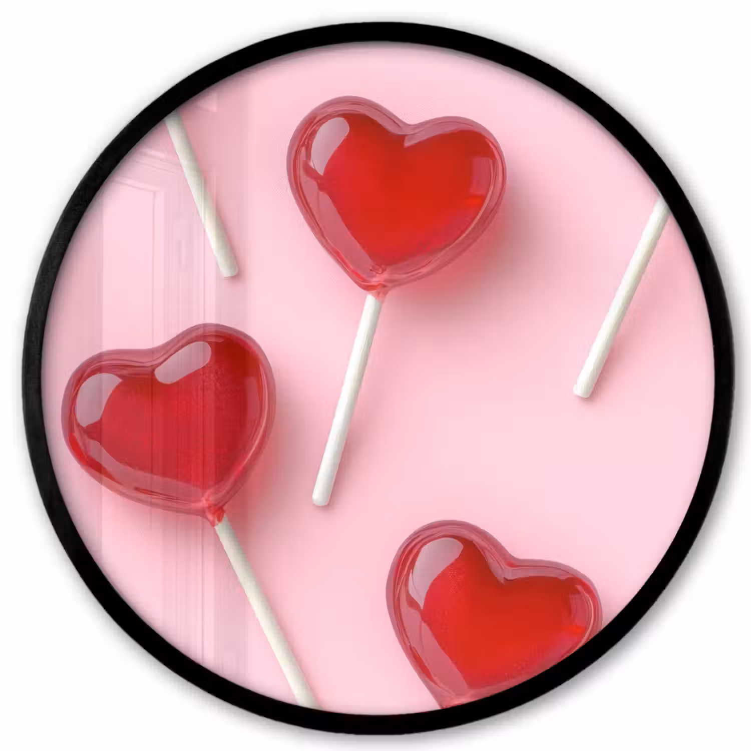 Lollies - Hartjes - Roze Fotolijst rond zonder passe partout klein -3d