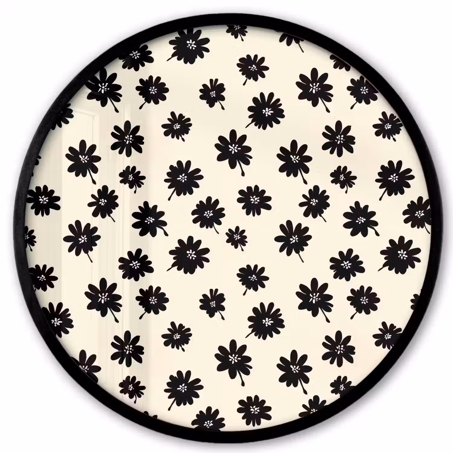 Madeliefjes - Grafisch - Zwart - Beige Fotolijst rond zonder passe partout klein 856 -3d