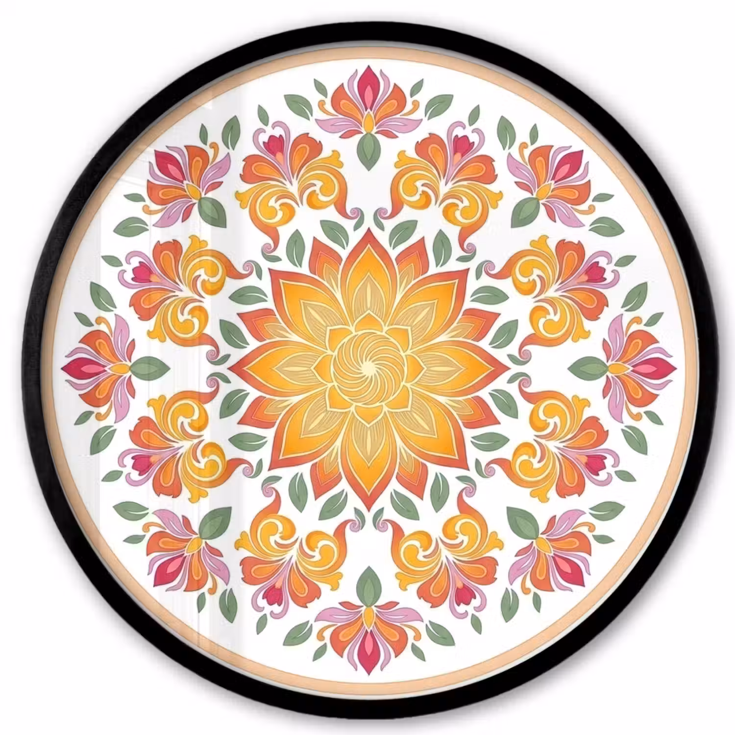 Mandala - Bloemen - Decoratie - Kleurrijk - Abstract Fotolijst rond zonder passe partout klein -3d