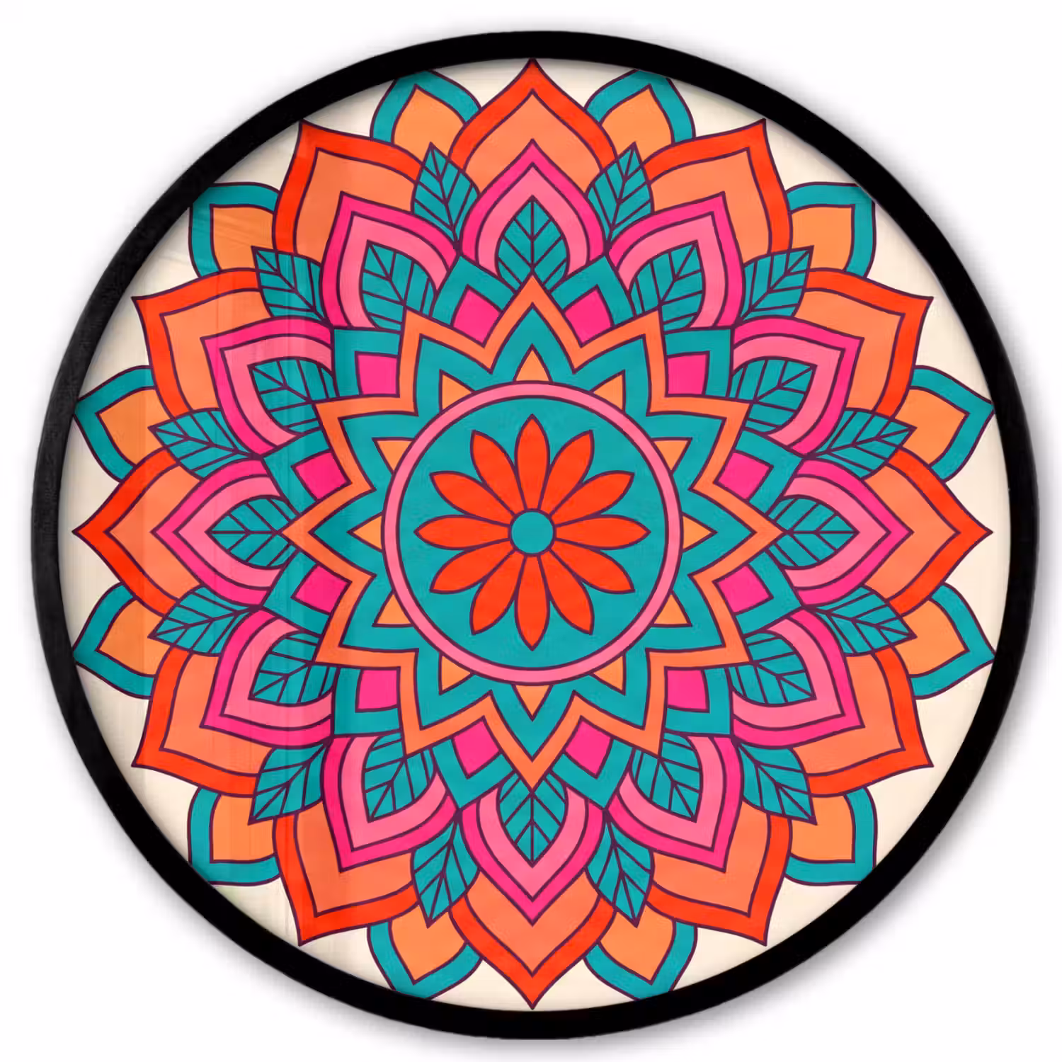 Mandala - Patroon - Abstract - Kleurrijk - Modern Fotolijst rond zonder passe partout klein -3d