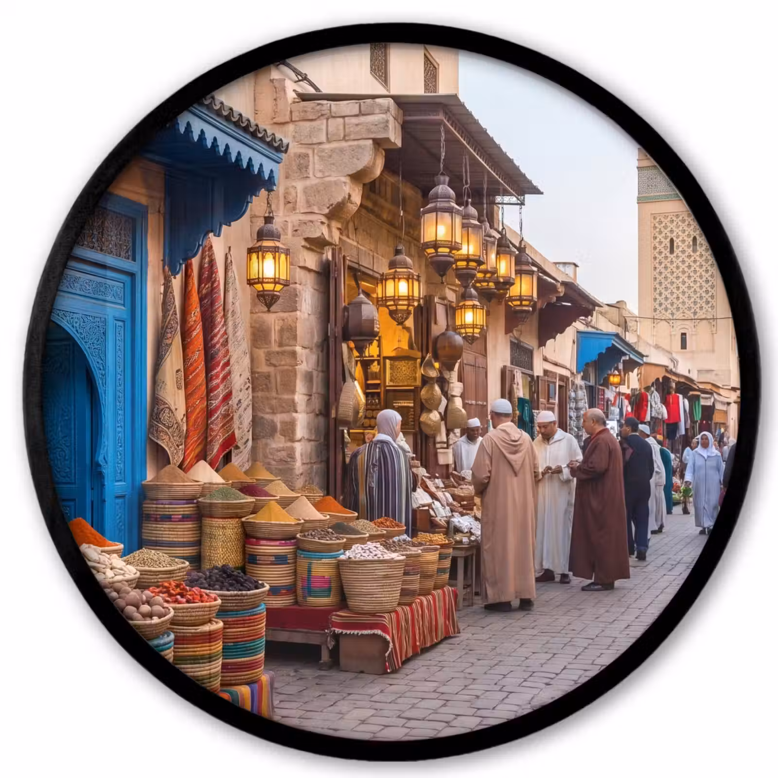 Ronde fotolijst - Markt - Oosters - Kleurrijk - Markt - Oosters - Kleurrijk Fotolijst rond zonder passe partout klein