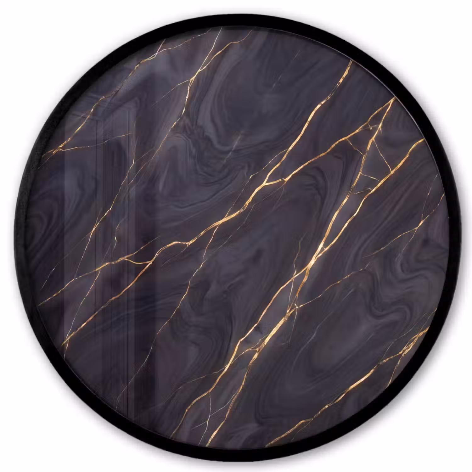 Marmer - Goudaders - Abstract - Modern - Zwart Fotolijst rond zonder passe partout klein -3d