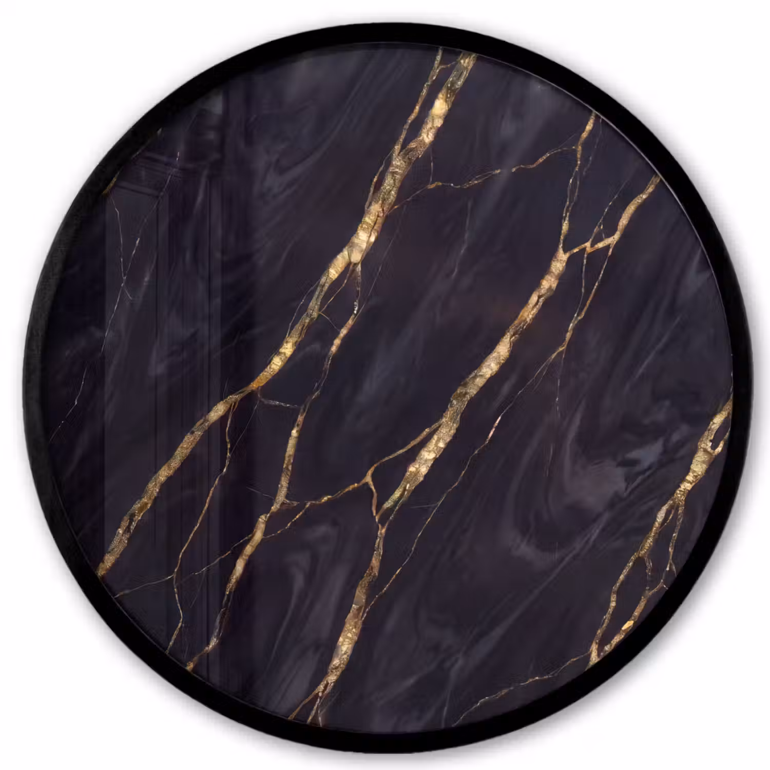 Marmer - Gouden aders - Abstract - Zwart Fotolijst rond zonder passe partout klein -3d