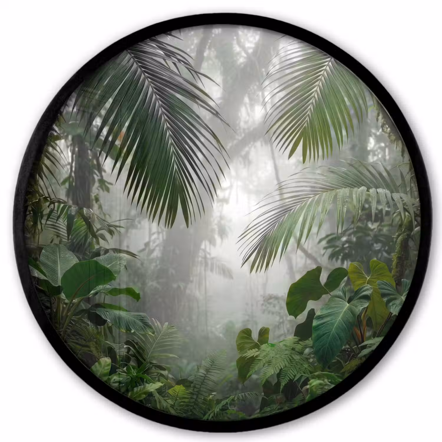 Natuur - Jungle - Mist - Tropisch - Groen Fotolijst rond zonder passe partout klein -3d