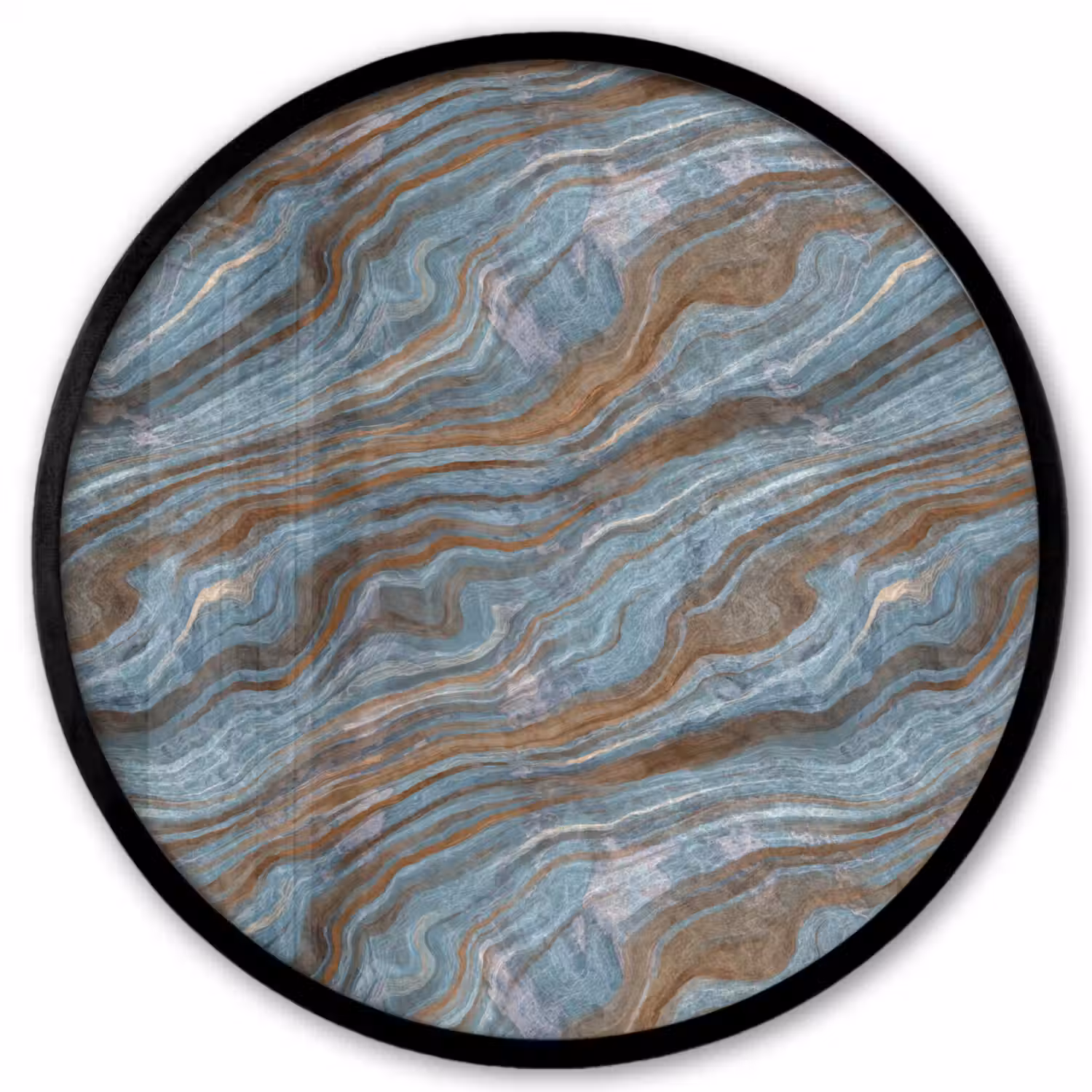 Patroon - Steen - Blauw Fotolijst rond zonder passe partout klein 856 -3d