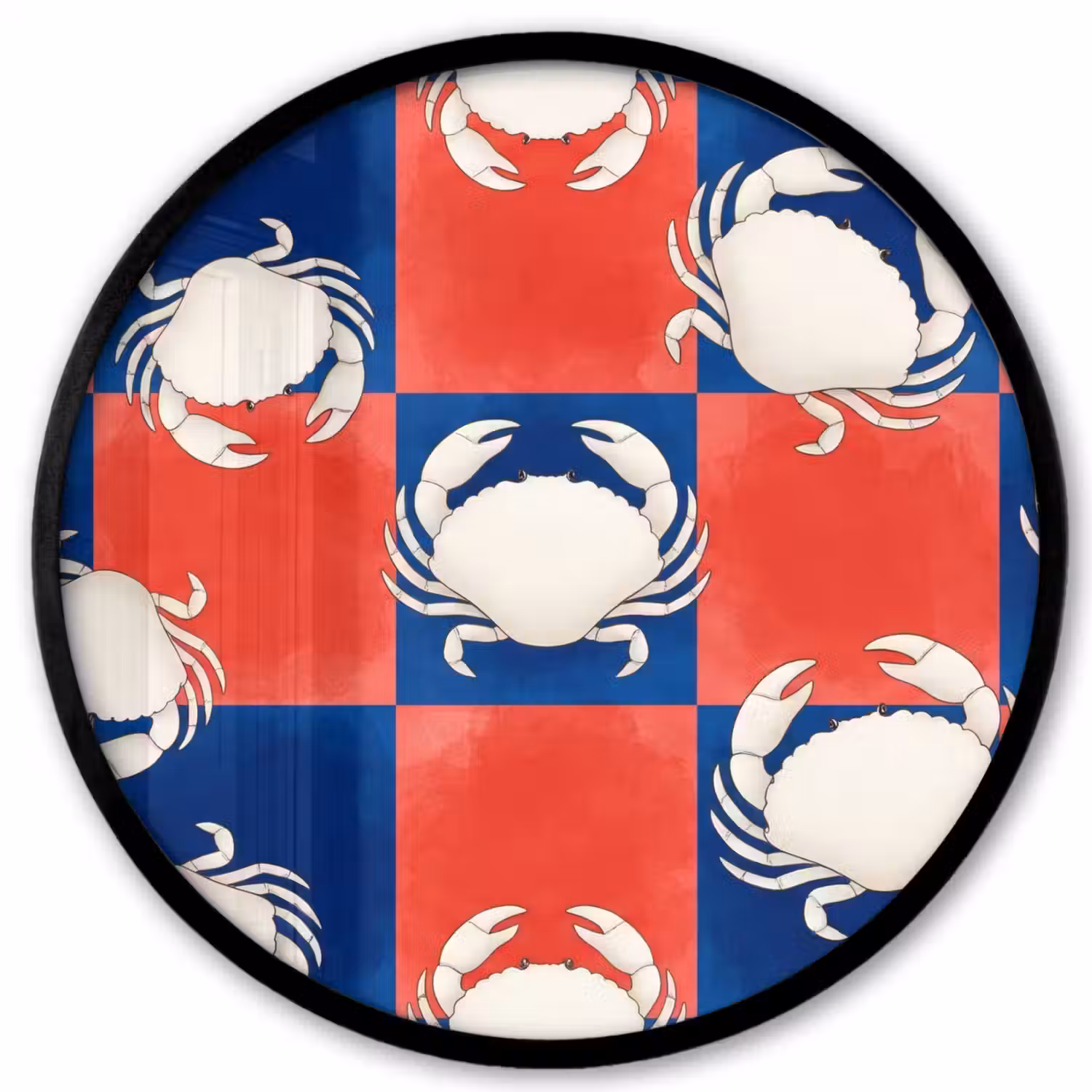 Patroon - Zeeleven - Rood - Blauw - Abstract Fotolijst rond zonder passe partout klein -3d
