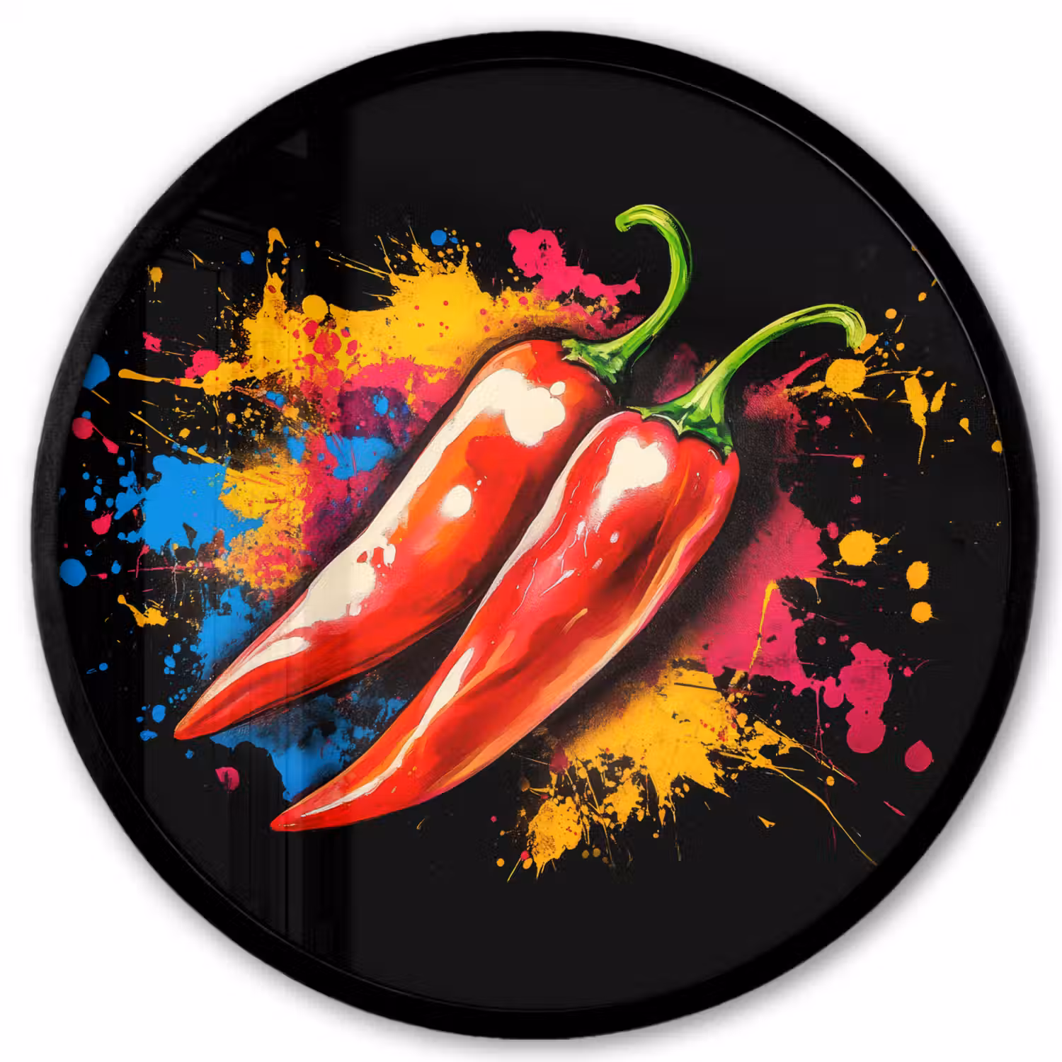Peper - Graffiti - Verf - Abstract - Modern - Kleurrijk Fotolijst rond zonder passe partout klein -3d