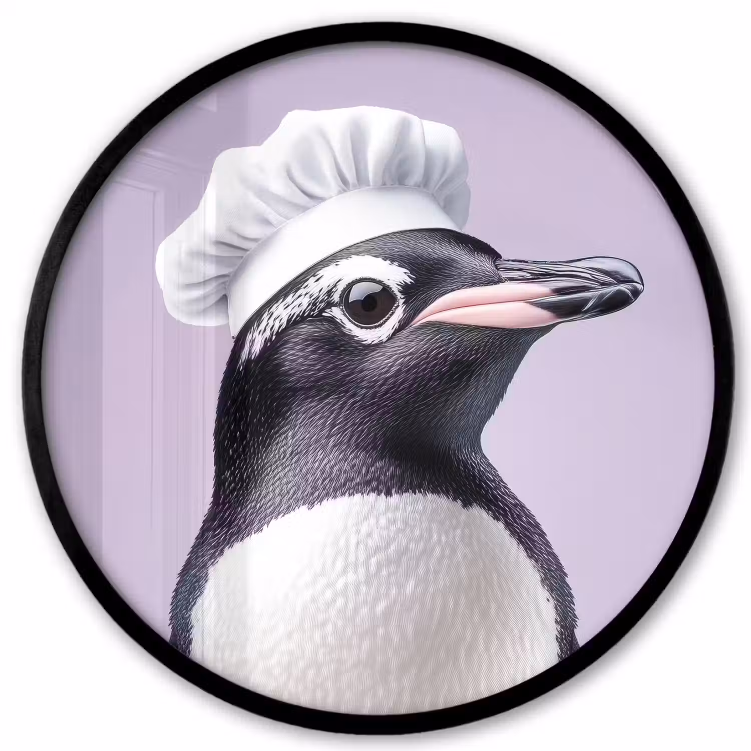 Pinguïn - Koksmuts - Lief - Paars Fotolijst rond zonder passe partout klein -3d