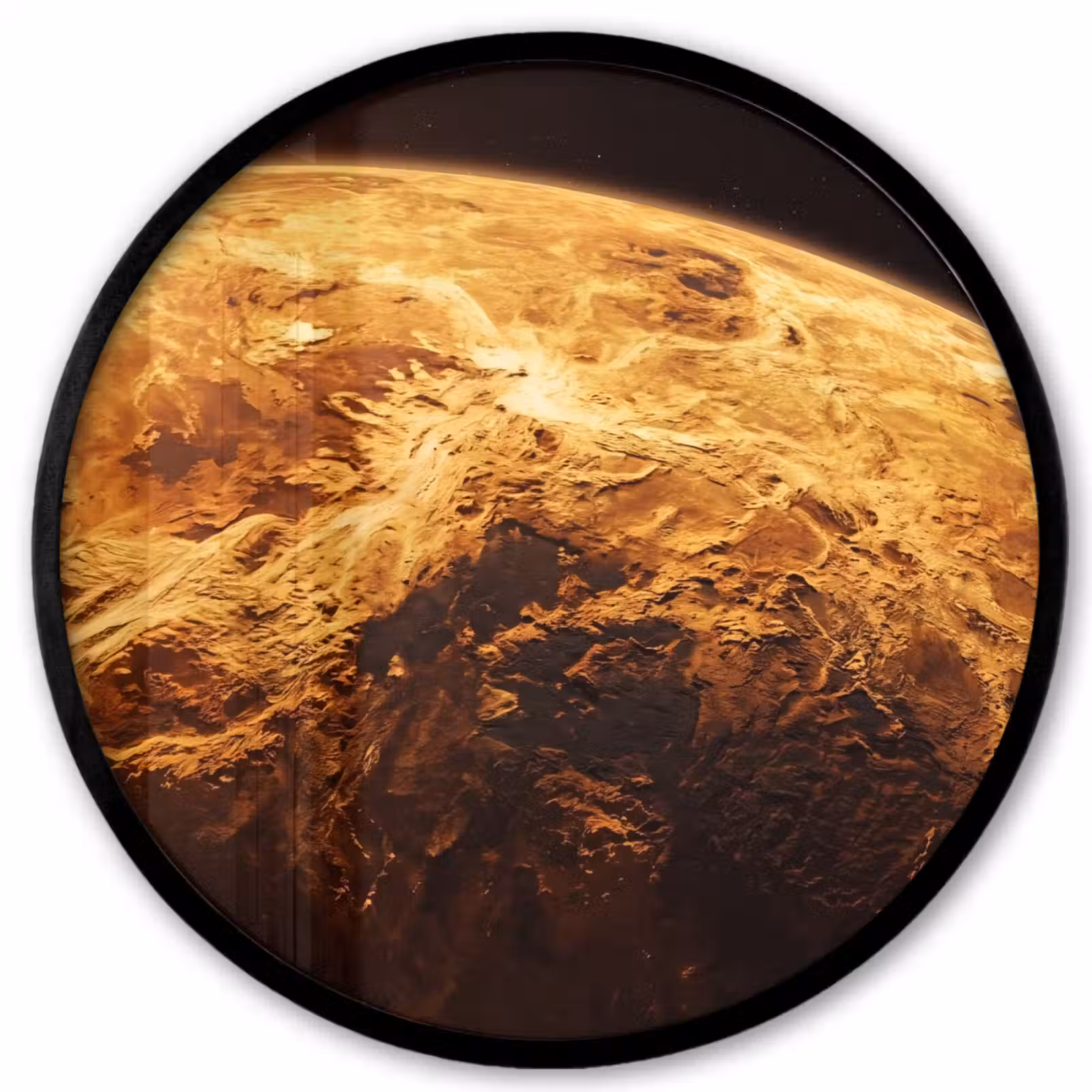 Ronde fotolijst - Planeet - Ruimte - Oranje - Planeet - Ruimte - Oranje Fotolijst rond zonder passe partout klein