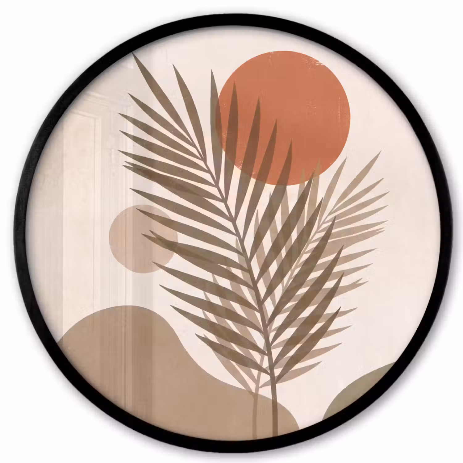 Planten - Bladeren - Abstract - Modern - Beige Fotolijst rond zonder passe partout klein -3d