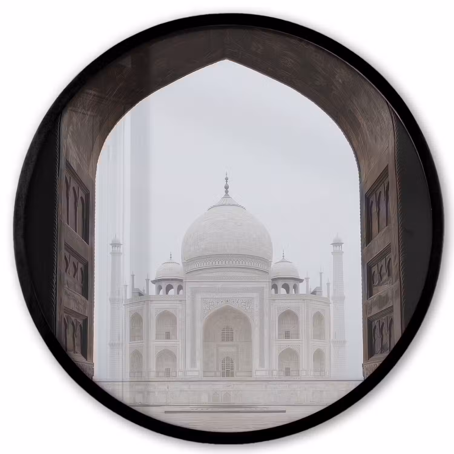 Poort - Symmetrische koepel - Minaretten - Moskee Fotolijst rond zonder passe partout klein -3d