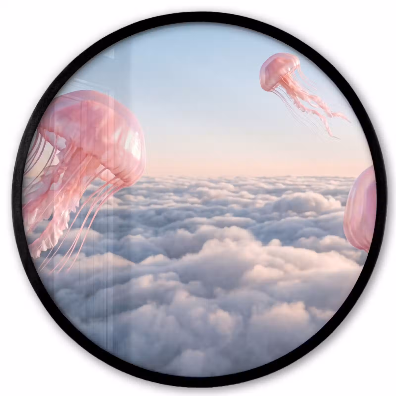 Ronde fotolijst - Roze dier - Wolken - Roze dier - Wolken Fotolijst rond zonder passe partout klein