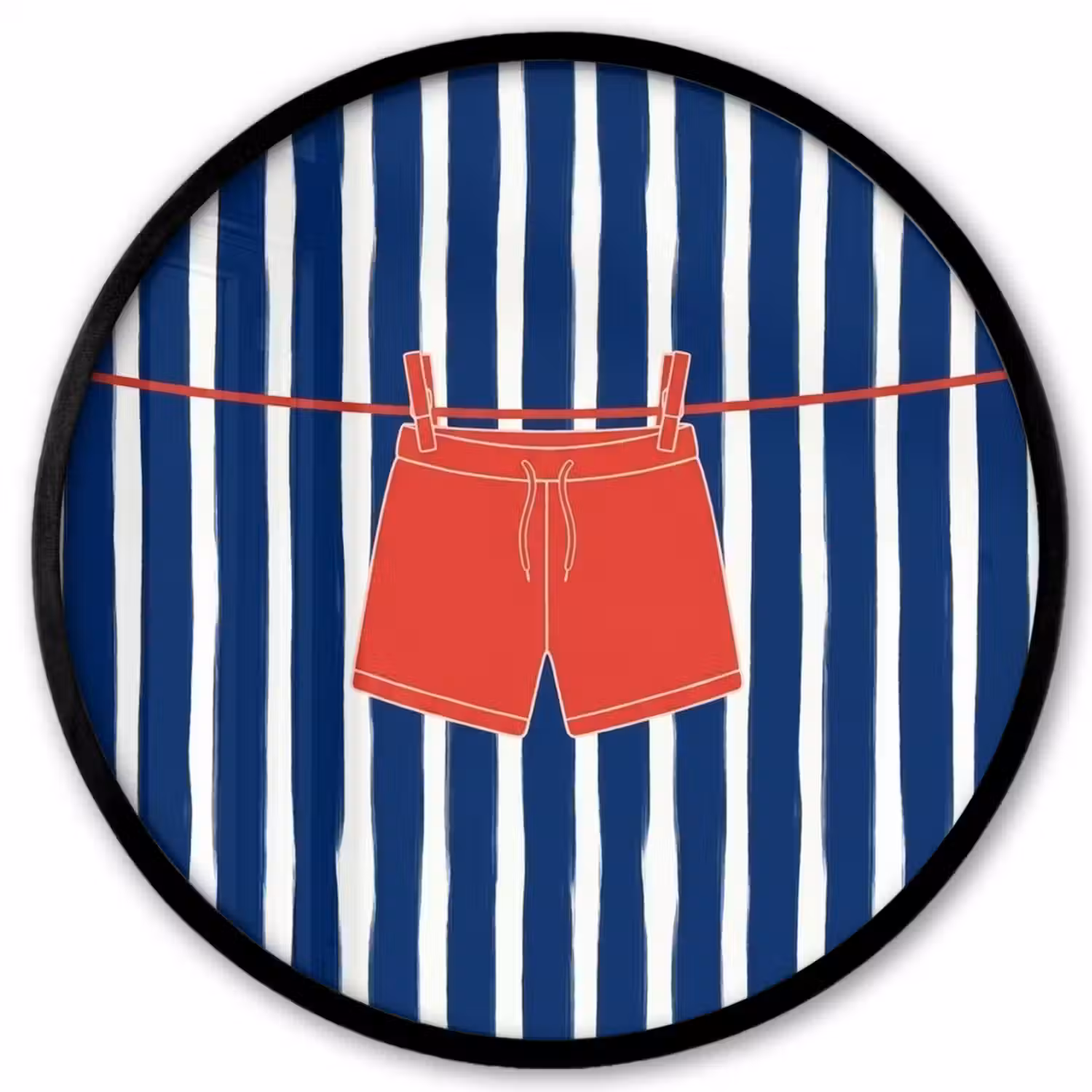 Shorts - Waslijn - Zomer - Illustratie - Rood Fotolijst rond zonder passe partout klein -3d