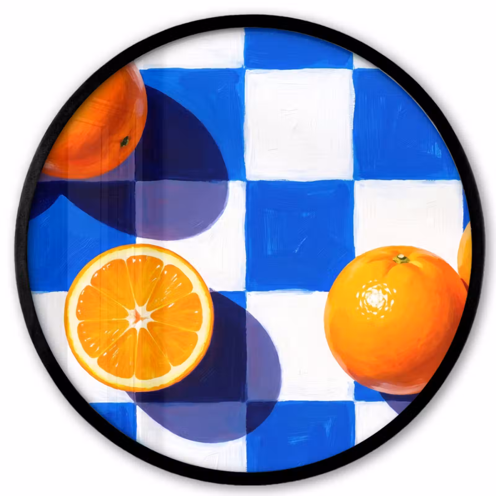 Ronde fotolijst - Sinaasappel - Geruit - Eten - Sinaasappel - Geruit - Eten Fotolijst rond zonder passe partout klein