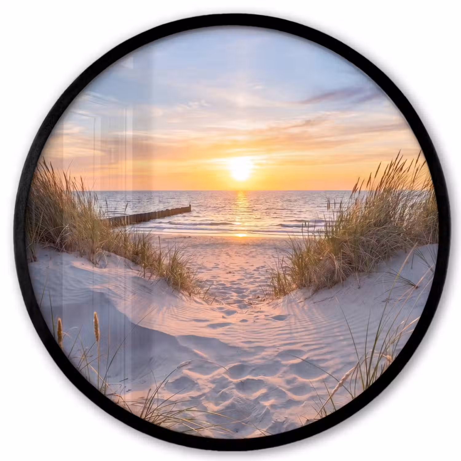 Strand - Zonsondergang - Natuur - Landschap Fotolijst rond zonder passe partout klein -3d