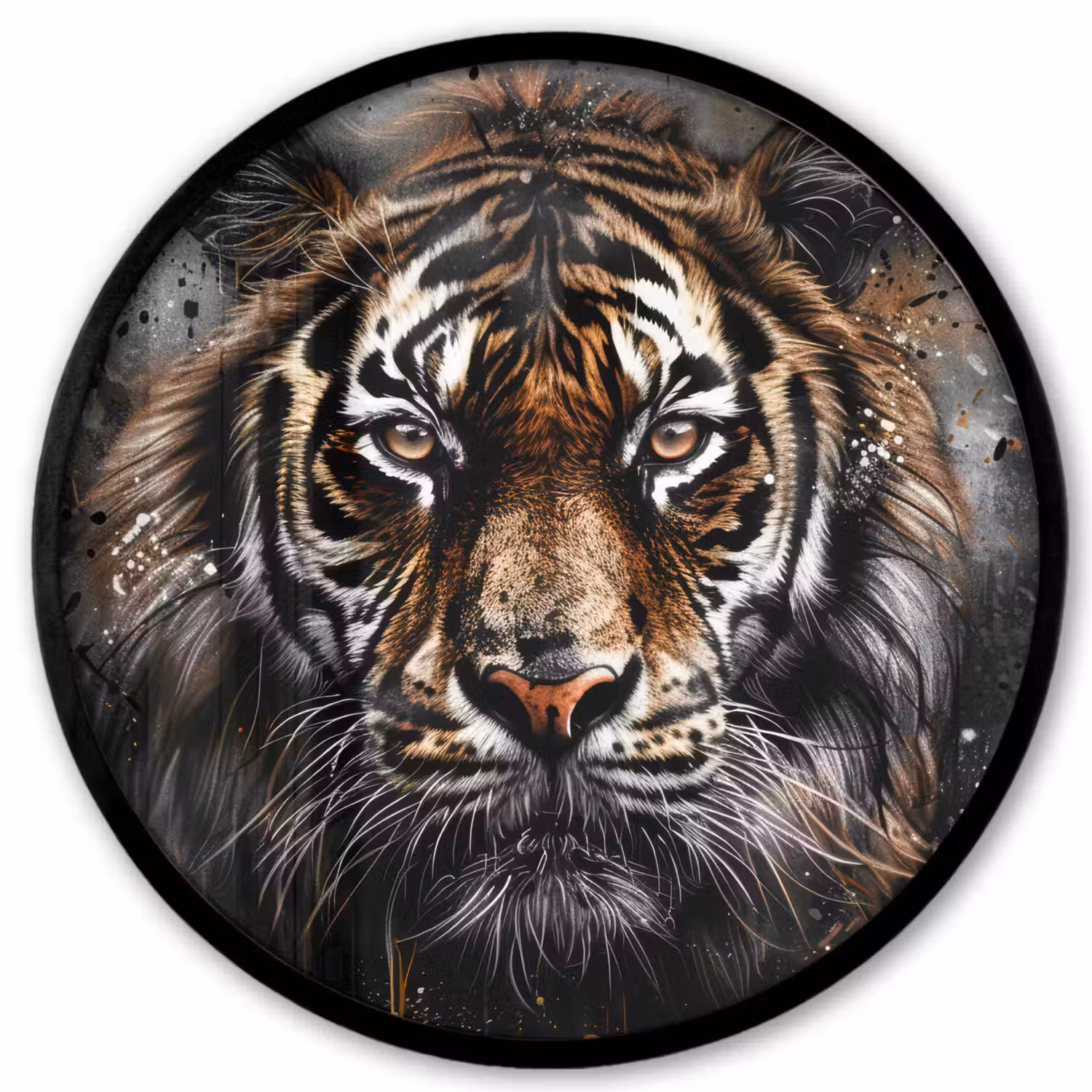 Tijger - Dieren - Portret - Luxe - Zwart Fotolijst rond zonder passe partout klein -3d