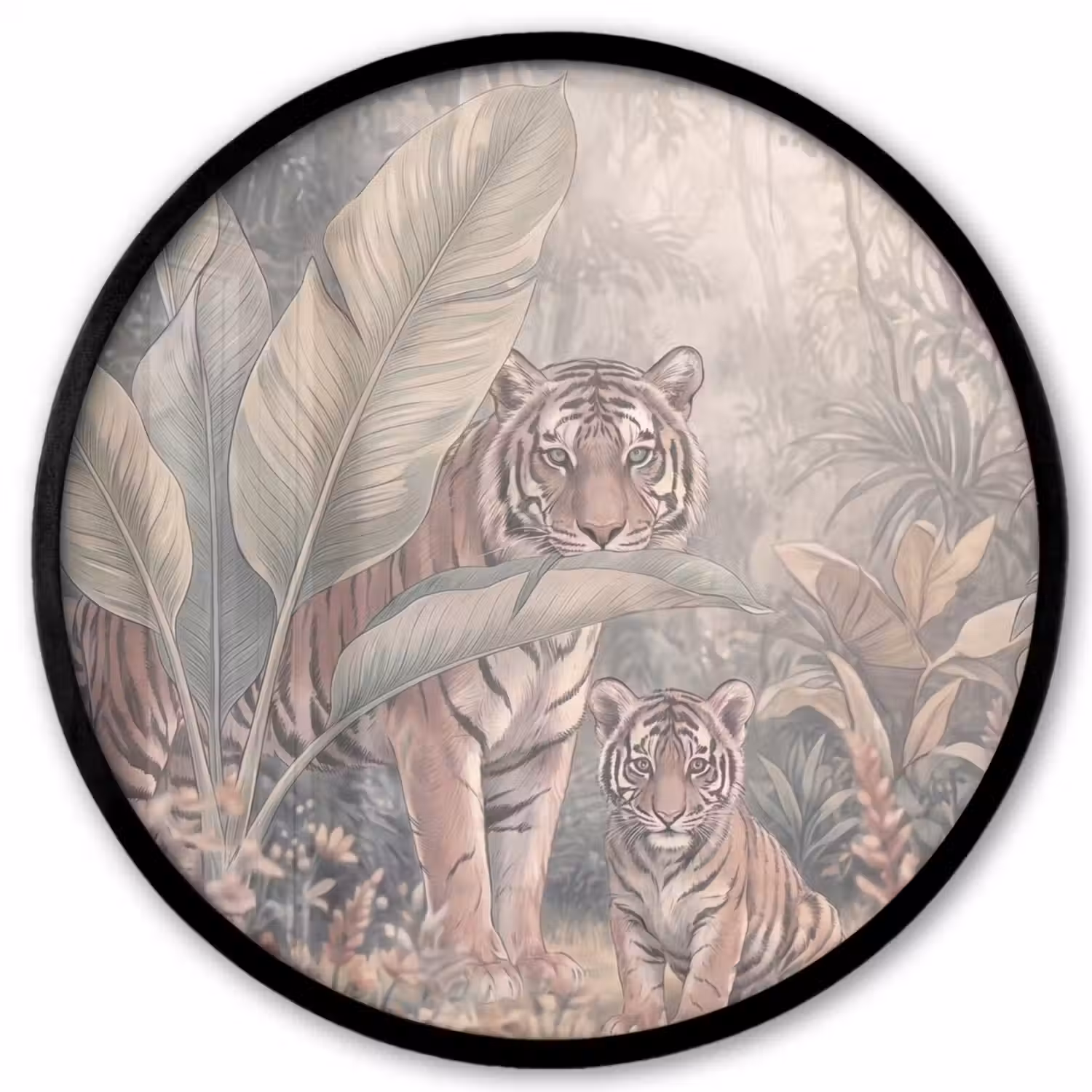 Tijger - Welp - Jungle - Illustratie - Dieren Fotolijst rond zonder passe partout klein -3d