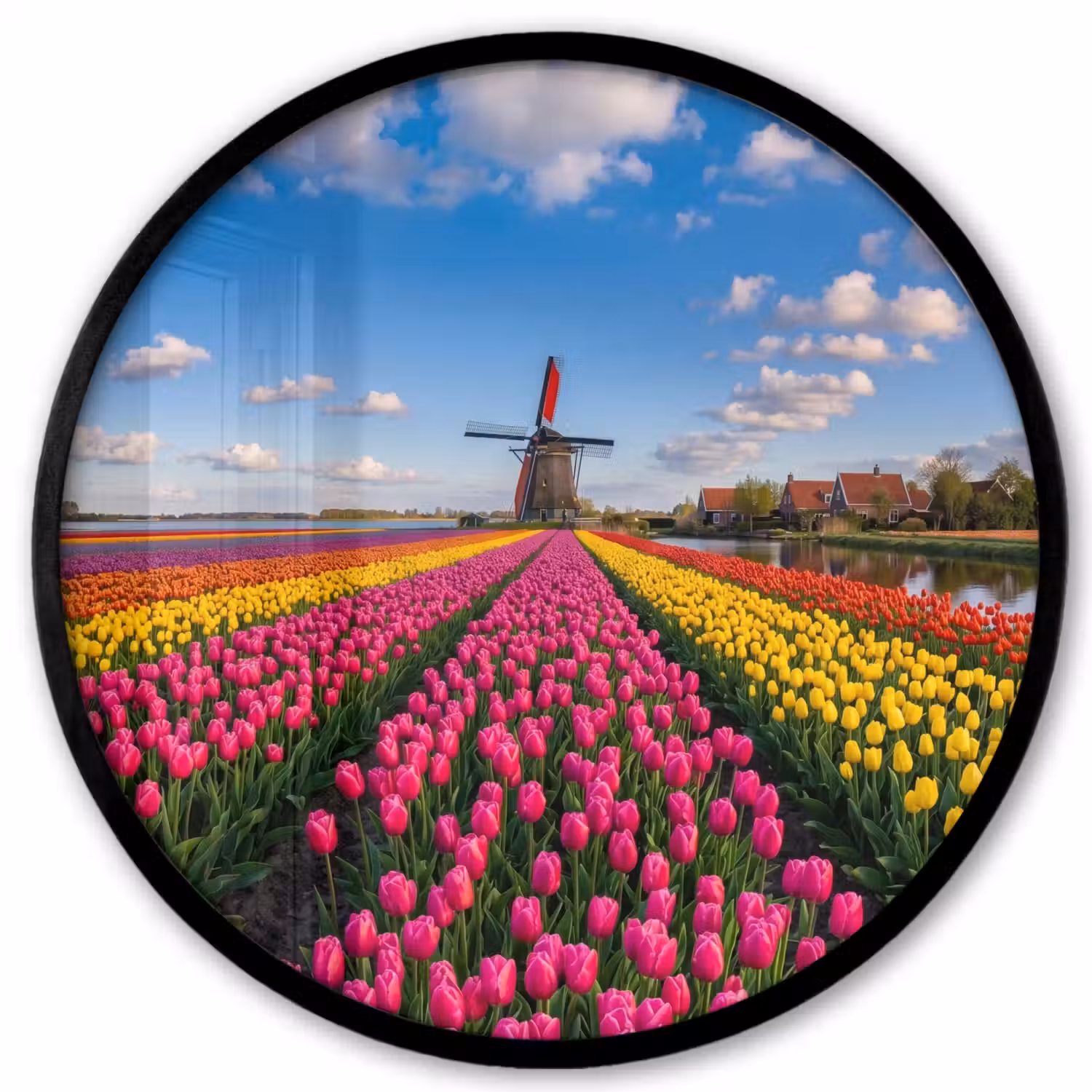 Tulpen - Holland - Molen - Kleurrijk Fotolijst rond zonder passe partout klein -3d