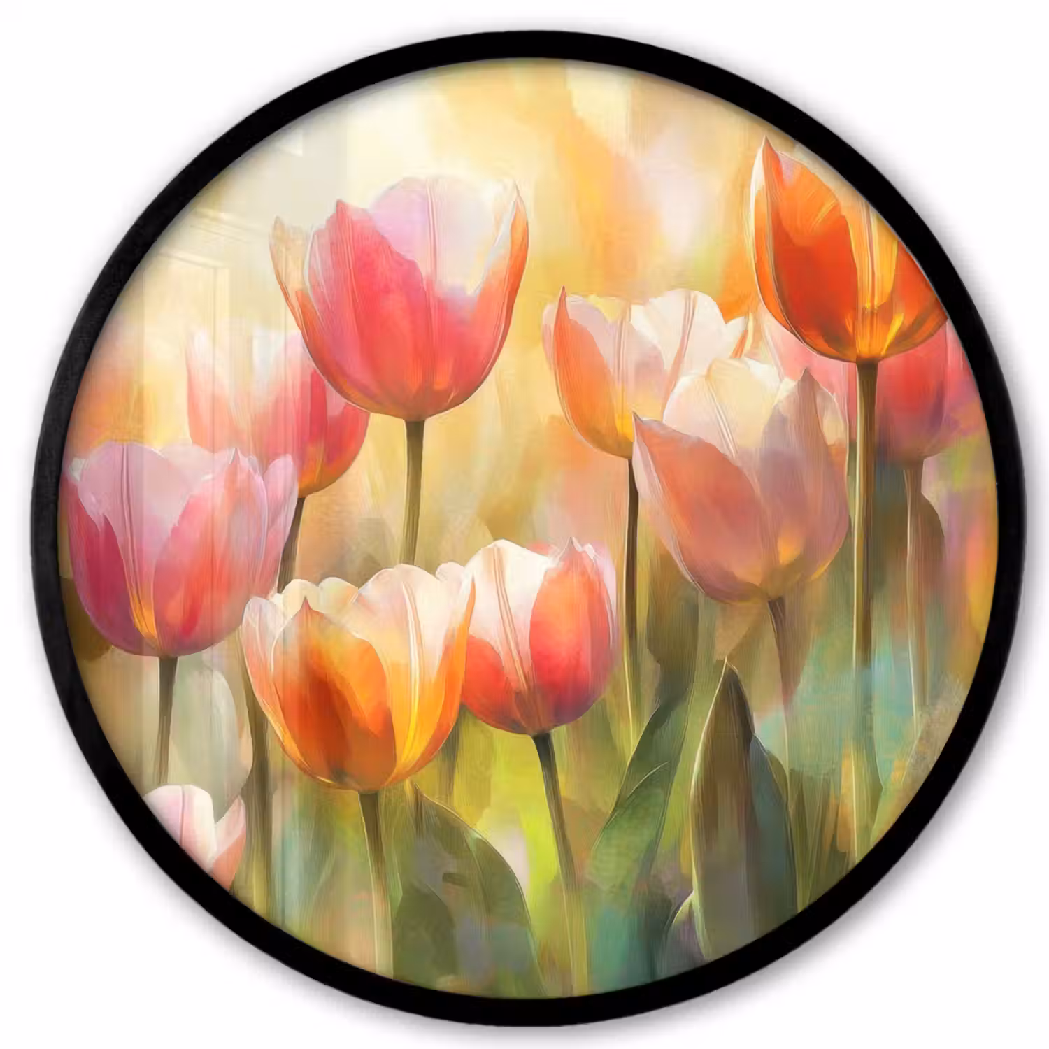 Tulpen - Sprookjesachtig - Kleurrijk Fotolijst rond zonder passe partout klein -3d