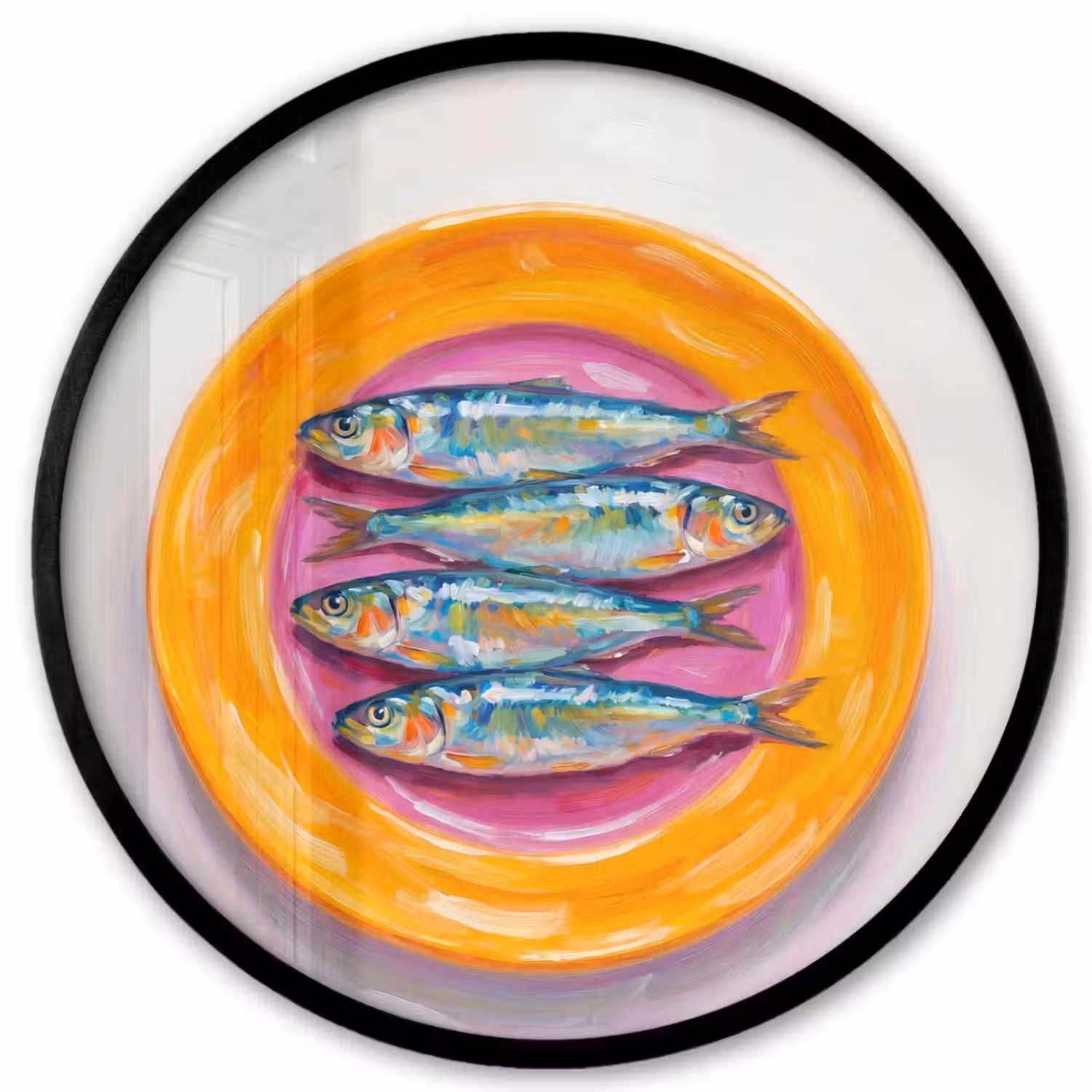 Vis - Vier - Eten - Modern - Kleurrijk Fotolijst rond zonder passe partout klein -3d
