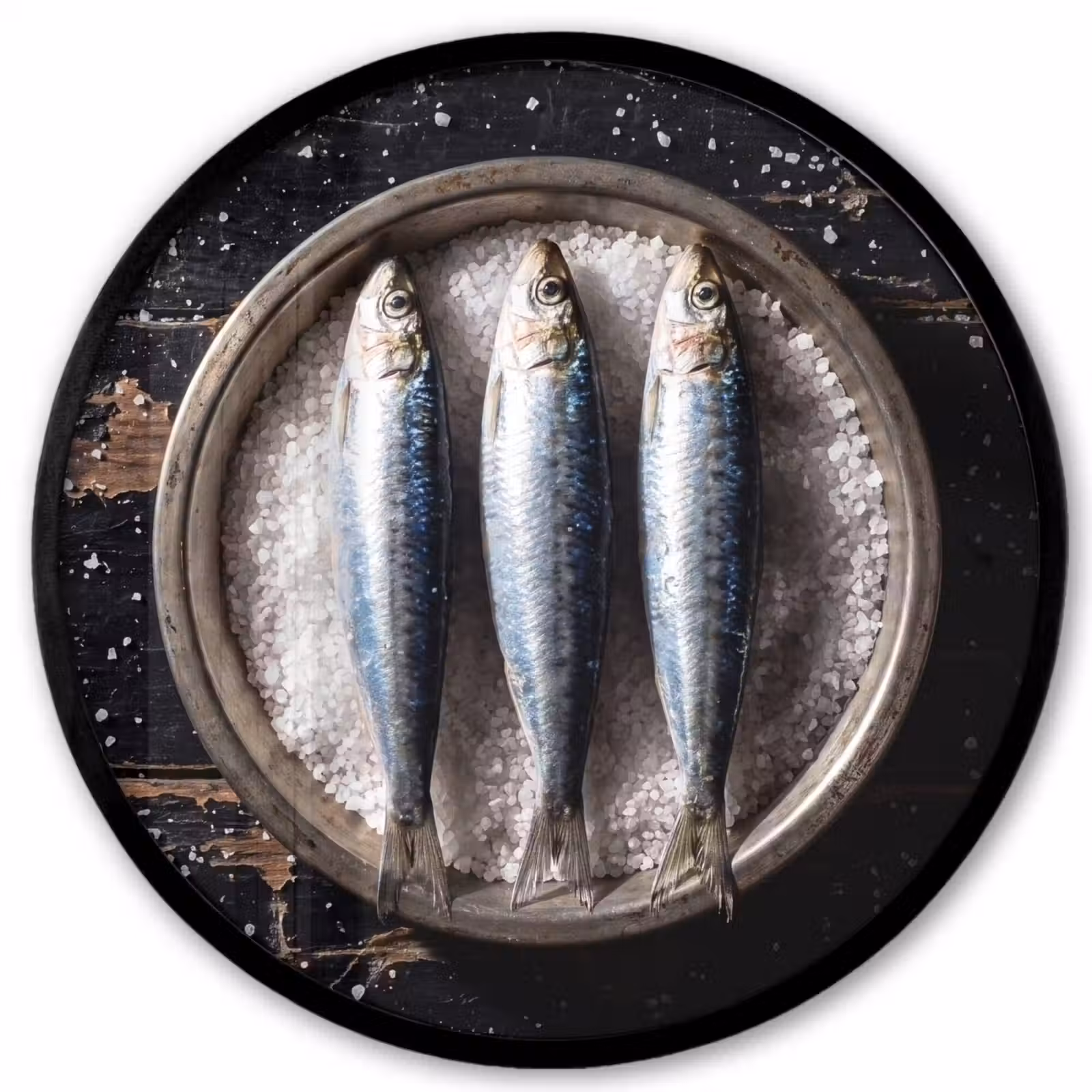 Ronde fotolijst - Vis - Zout - Eten - Vis - Zout - Eten Fotolijst rond zonder passe partout klein