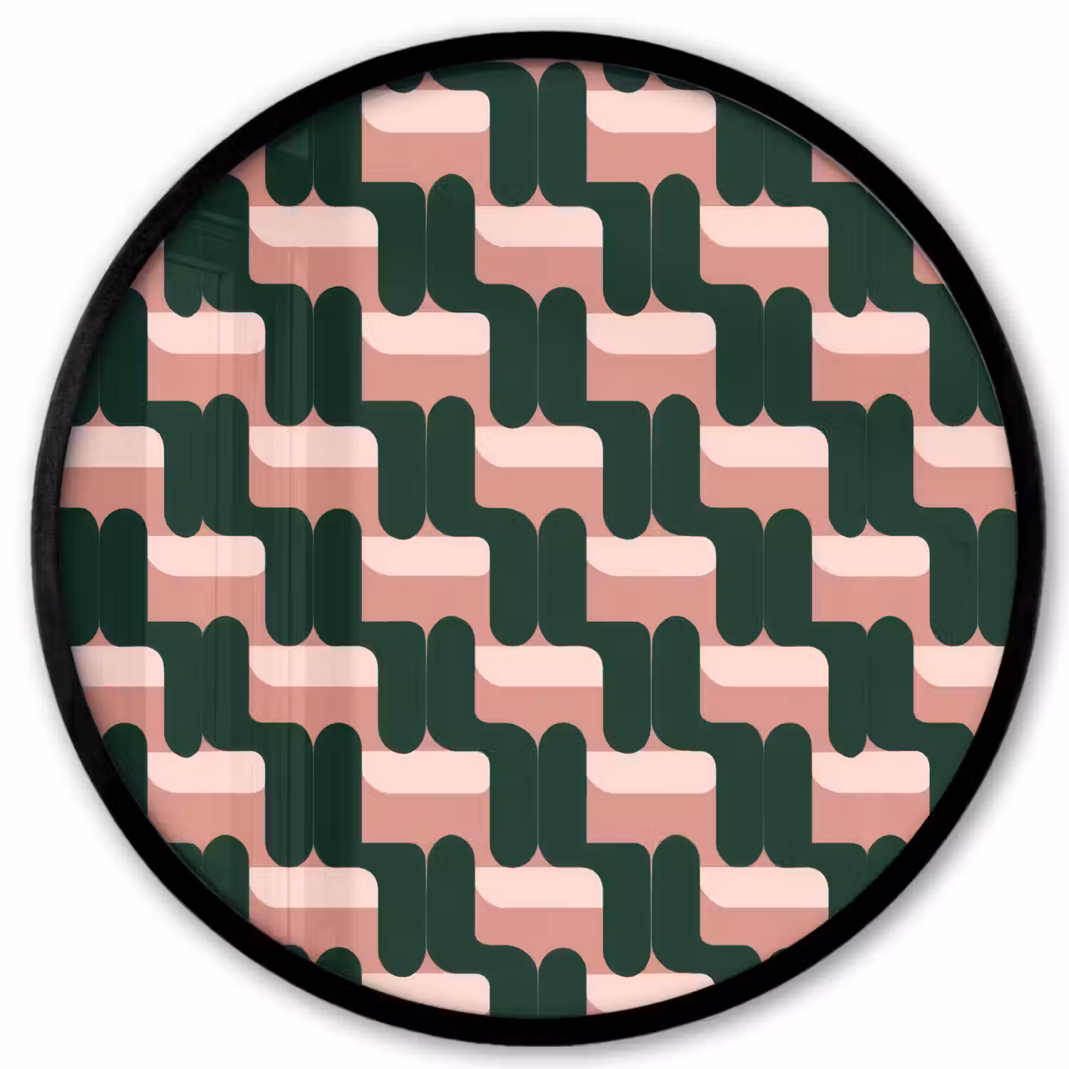 Vlechtpatroon - Groen - Roze - Geometrisch Fotolijst rond zonder passe partout klein 856 -3d