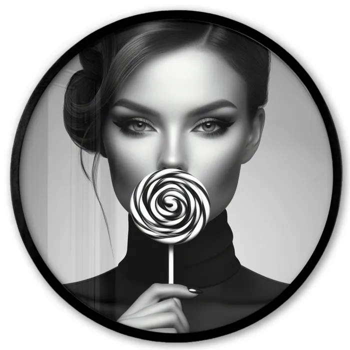 Vrouw - Lolly - Zwart Fotolijst rond zonder passe partout klein -3d
