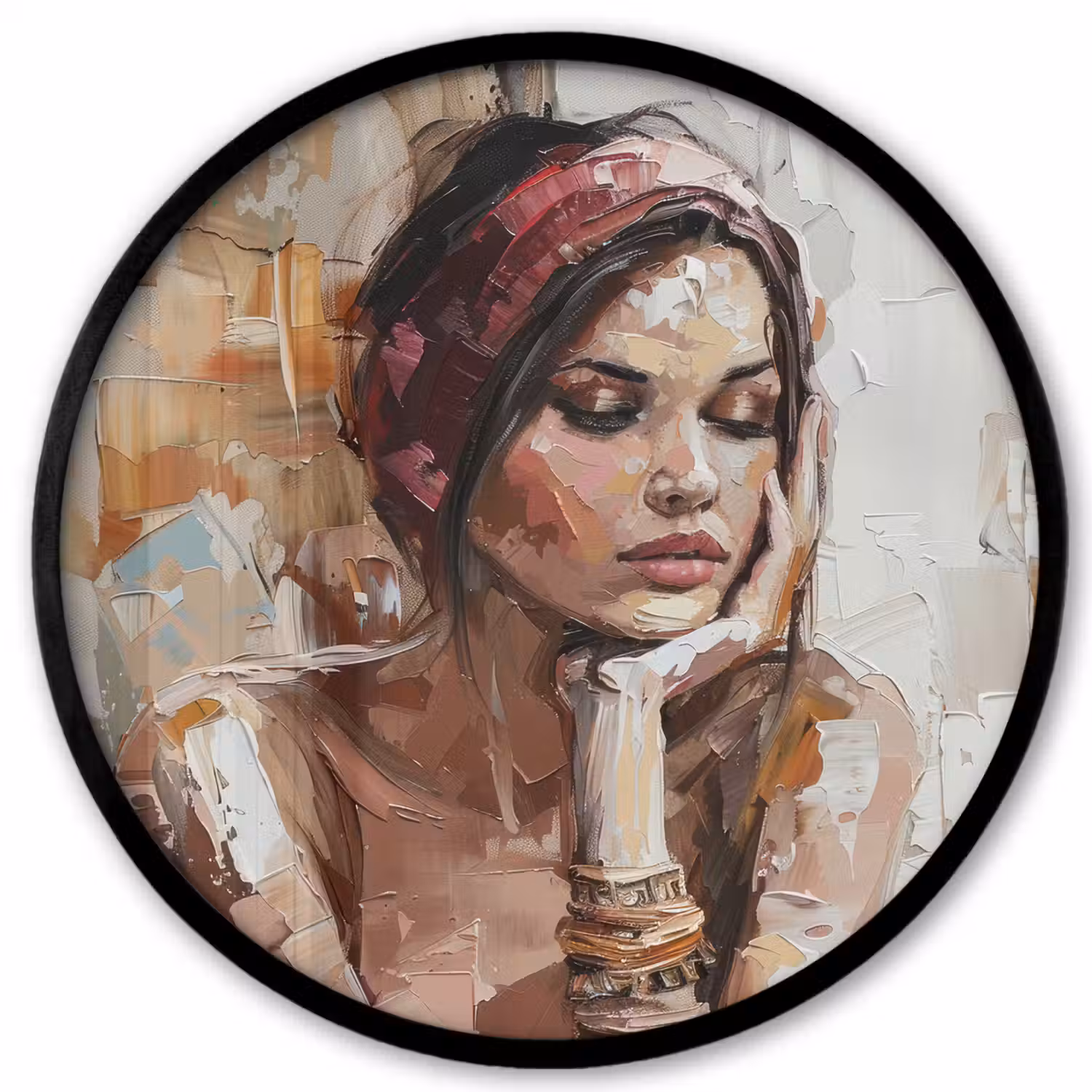 Vrouw - Verflook - Portret - Modern Fotolijst rond zonder passe partout klein -3d