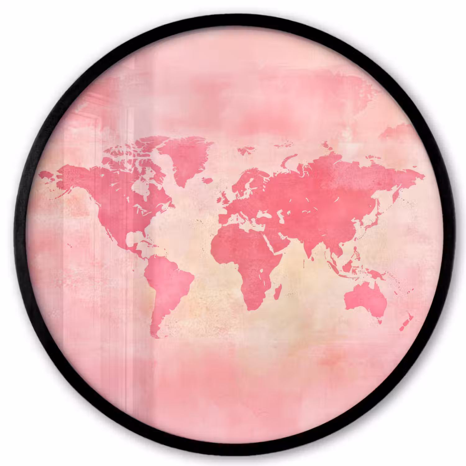 Wereldkaart - Roze - Vaag Fotolijst rond zonder passe partout klein -3d