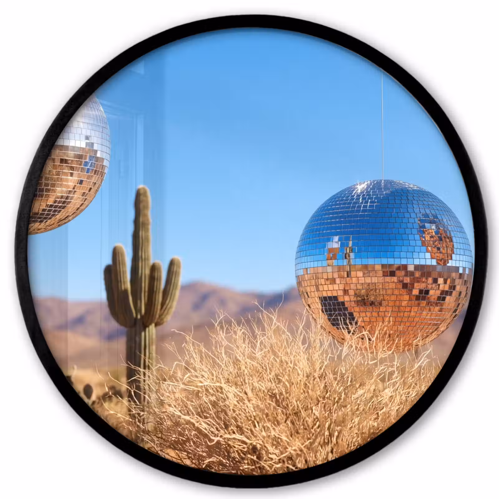 Ronde fotolijst - Woestijn - Spiegelbal - Kunst - Woestijn - Spiegelbal - Kunst Fotolijst rond zonder passe partout klein
