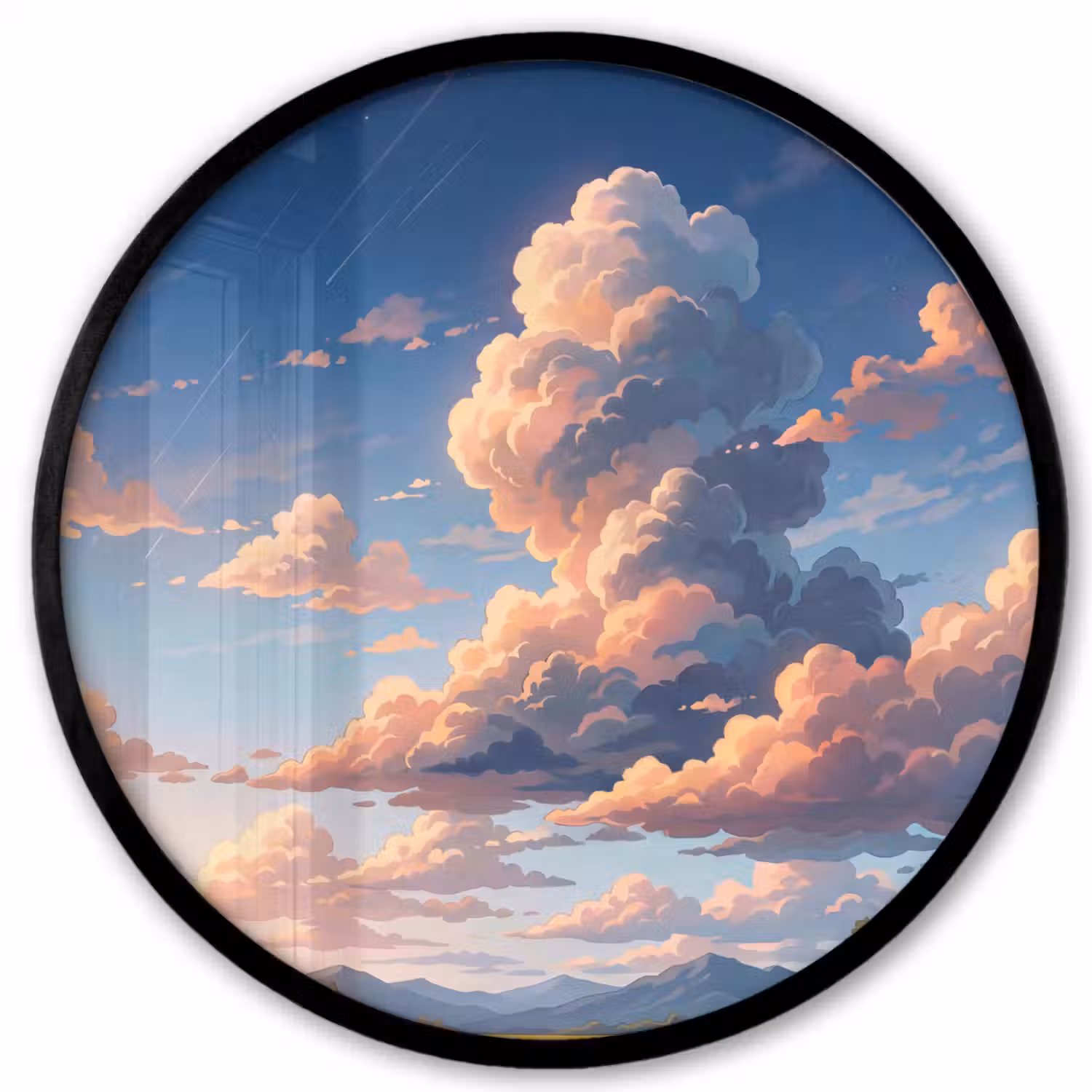 Wolken - Daghemel - Natuur - Illustratie - Oranje Fotolijst rond zonder passe partout klein -3d