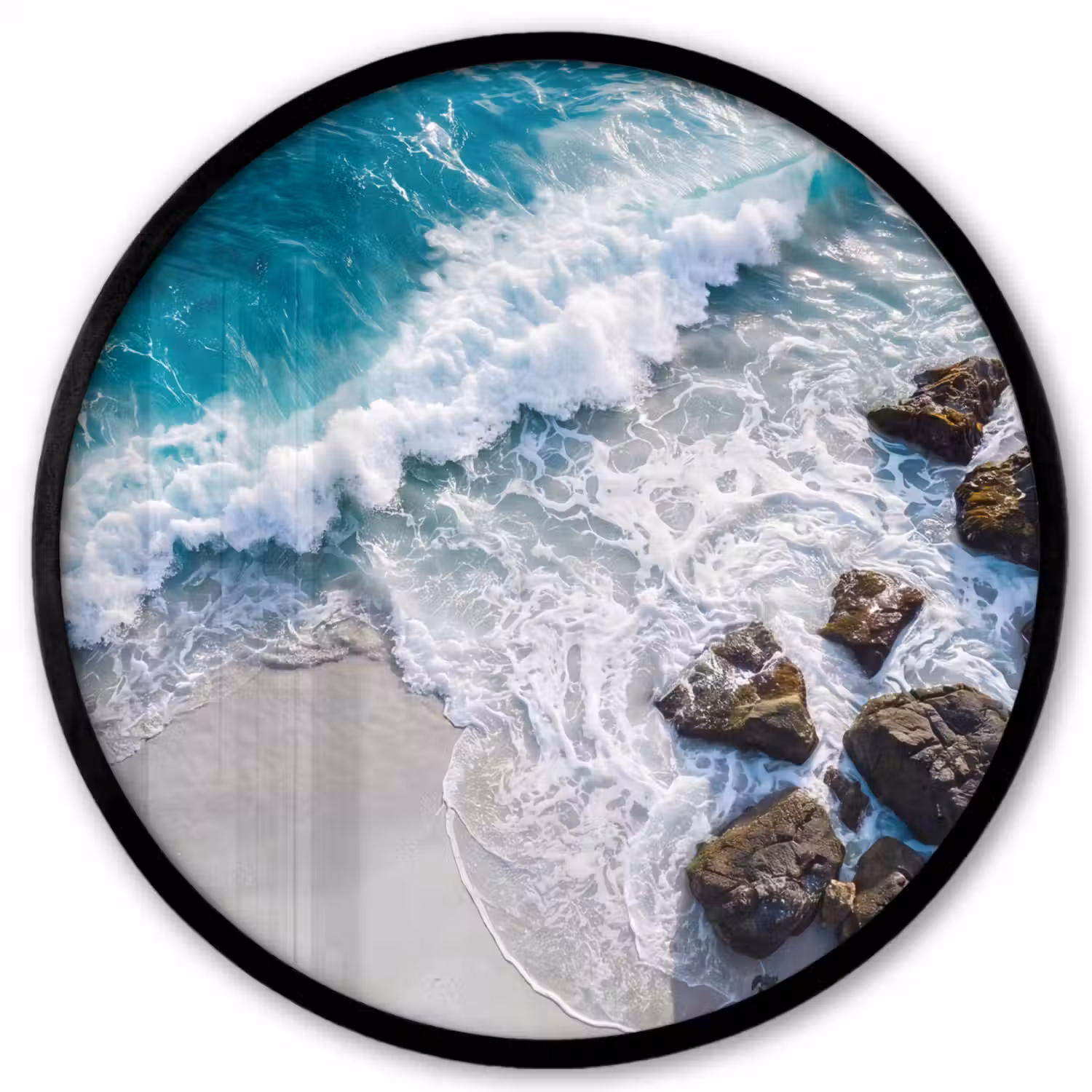Zee - Golf - Strand - Natuur - Blauw Fotolijst rond zonder passe partout klein -3d