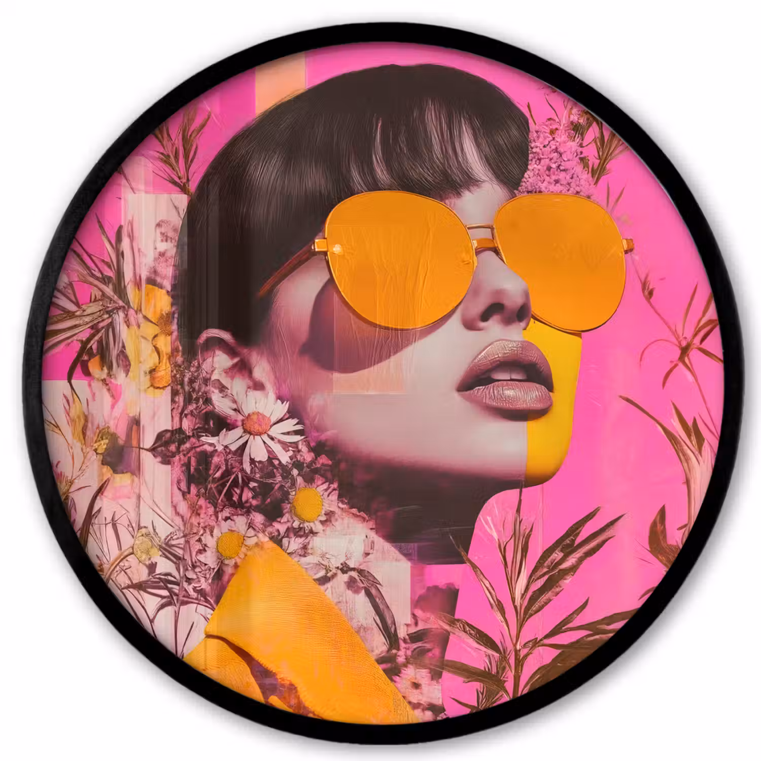 Zonnebril - Oranje - Vrouw - Planten Fotolijst rond zonder passe partout klein -3d