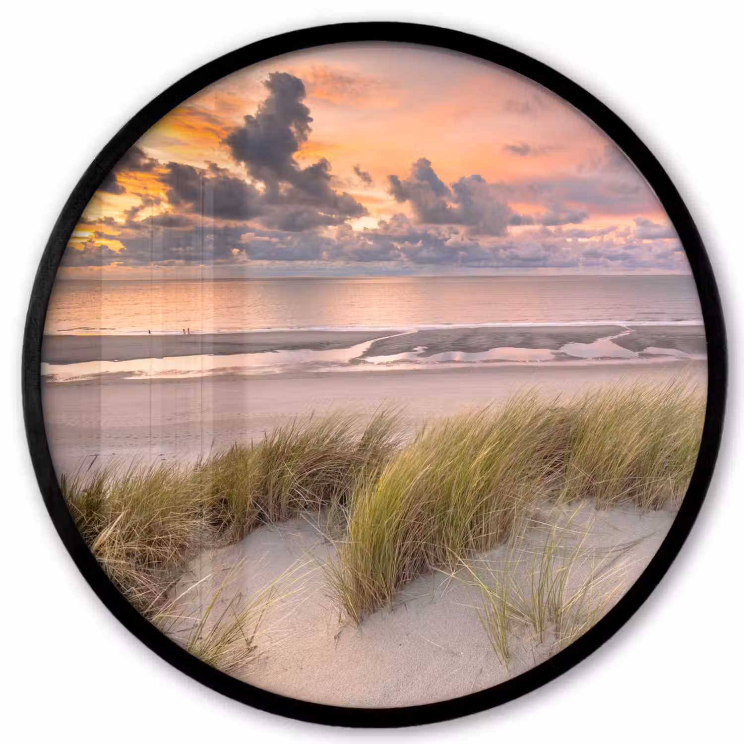 Zonsondergang - Duin - Strand - Planten - Zee Fotolijst rond zonder passe partout klein -3d