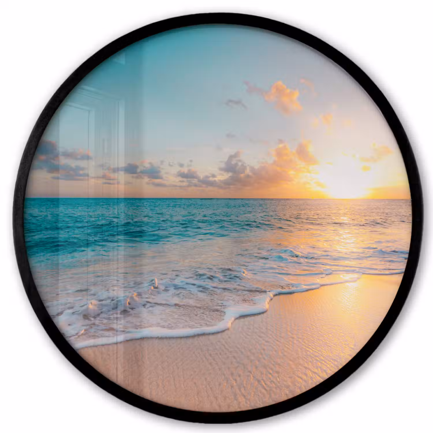 Zonsondergang - Strand - Zee - Zomer - Blauw Fotolijst rond zonder passe partout klein -3d