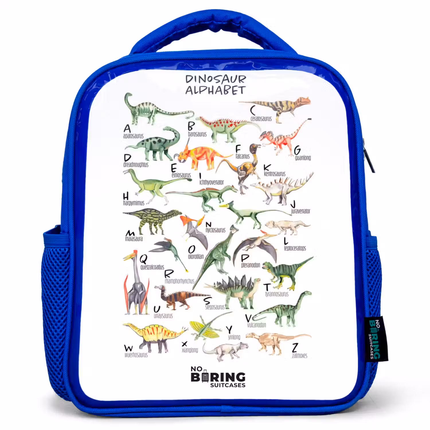 Alfabet van dino's Kinderrugzak - Blauw middel -3d