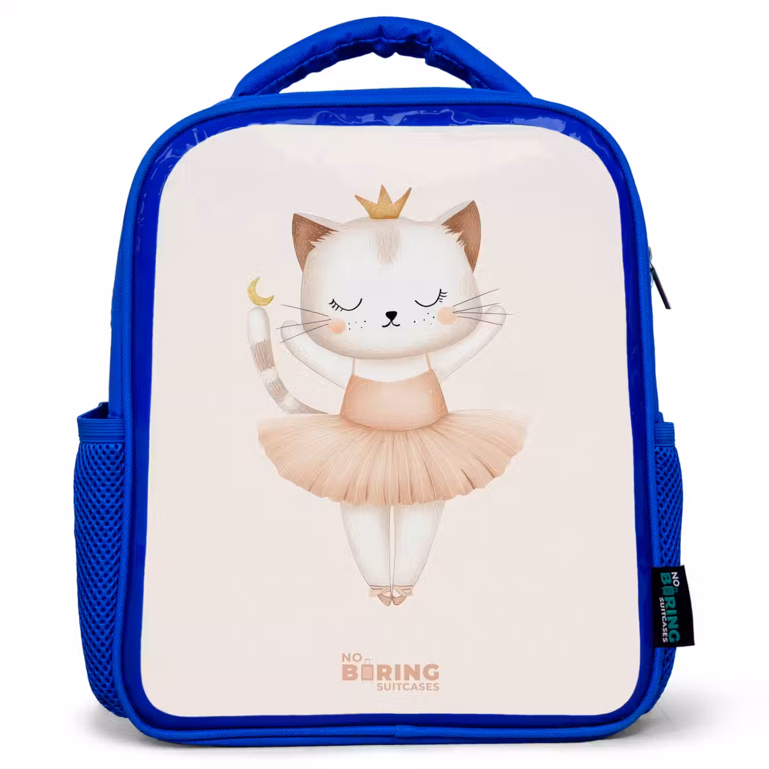 Ballerina kitten in beige kleuren Kinderrugzak - Blauw middel -3d