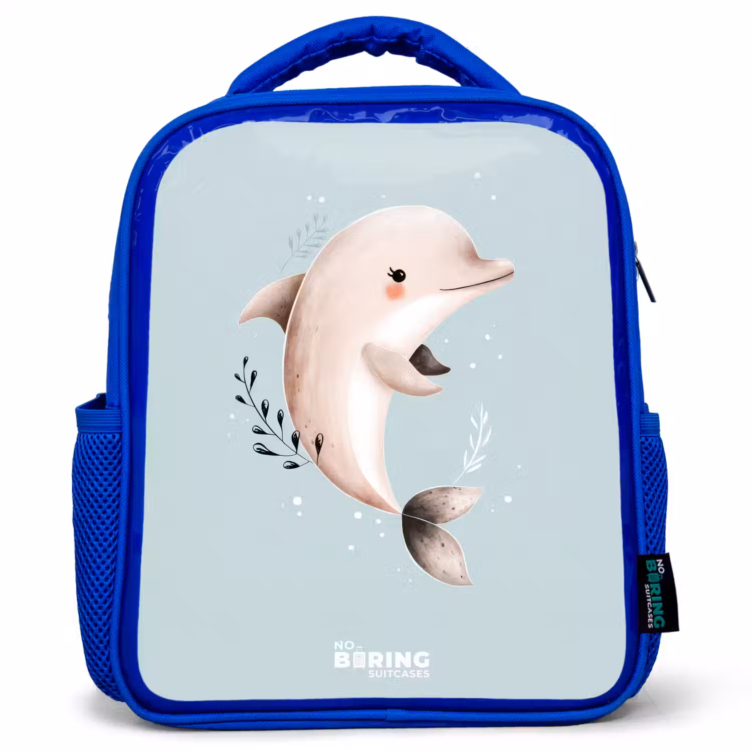 Beige dolfijn in blauw water Kinderrugzak - Blauw middel -3d