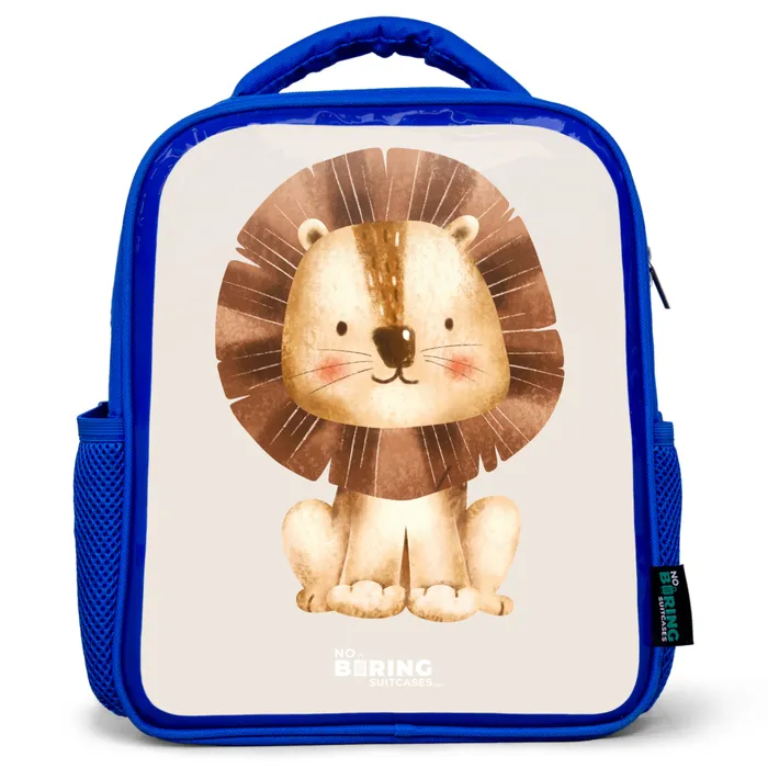 Leeuw illustratie met beige achtergrond Kinderrugzak - Blauw middel -3d