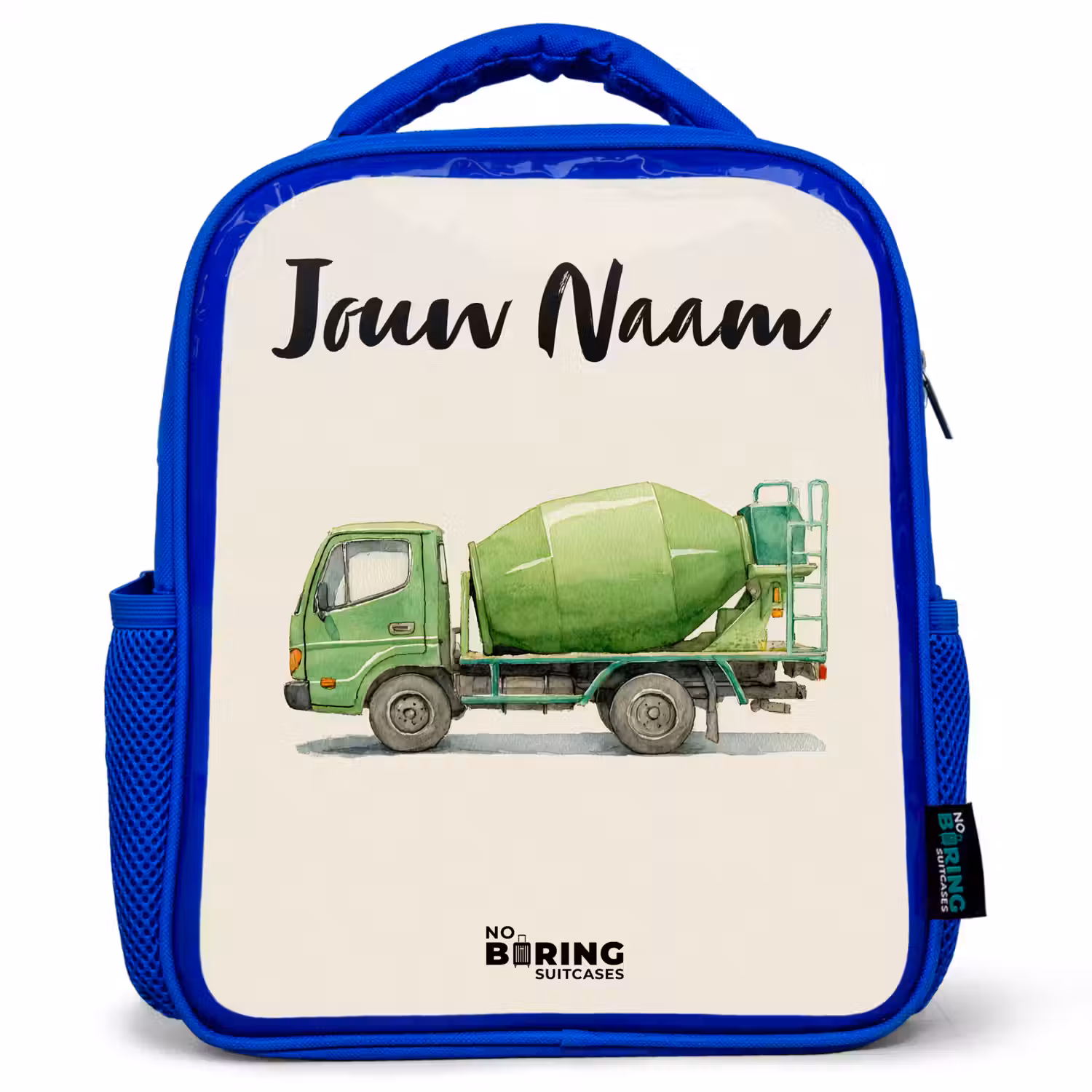 Betonmixer - Getekend - Groen Kinderrugzak - Blauw middel -3d