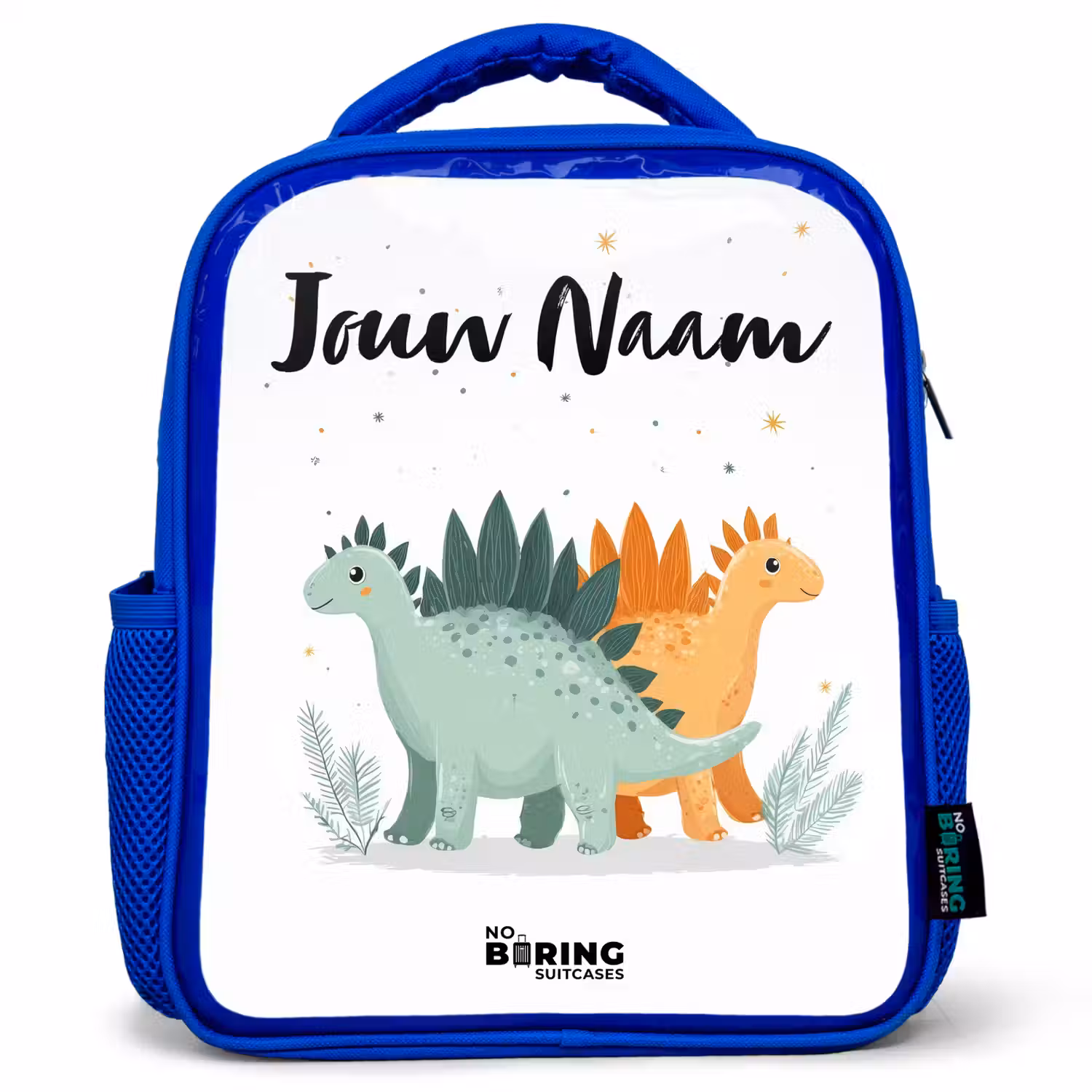 Dinos - Dieren - Sterren Kinderrugzak - Blauw middel -3d