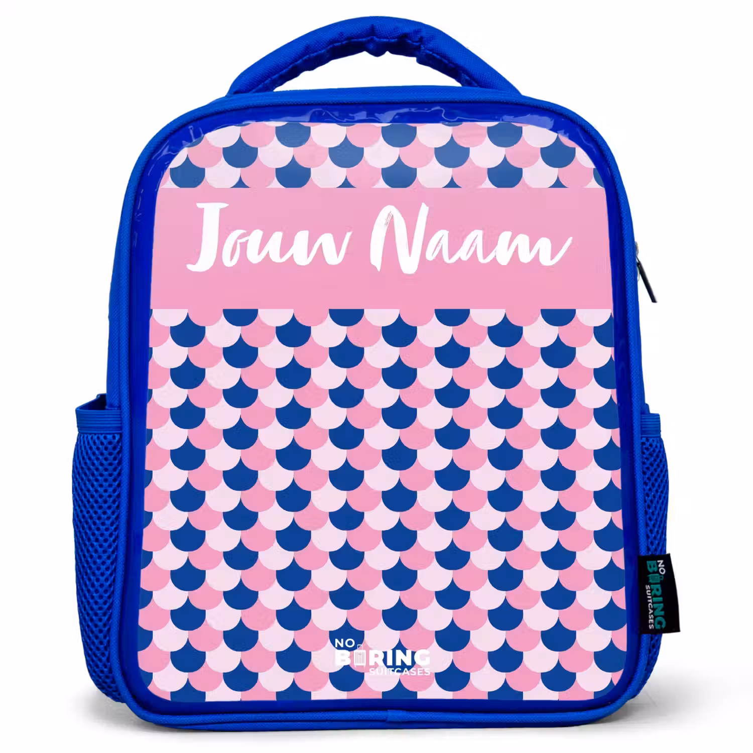 Schubben - Patroon - Blauw - Roze Kinderrugzak - Blauw middel -3d