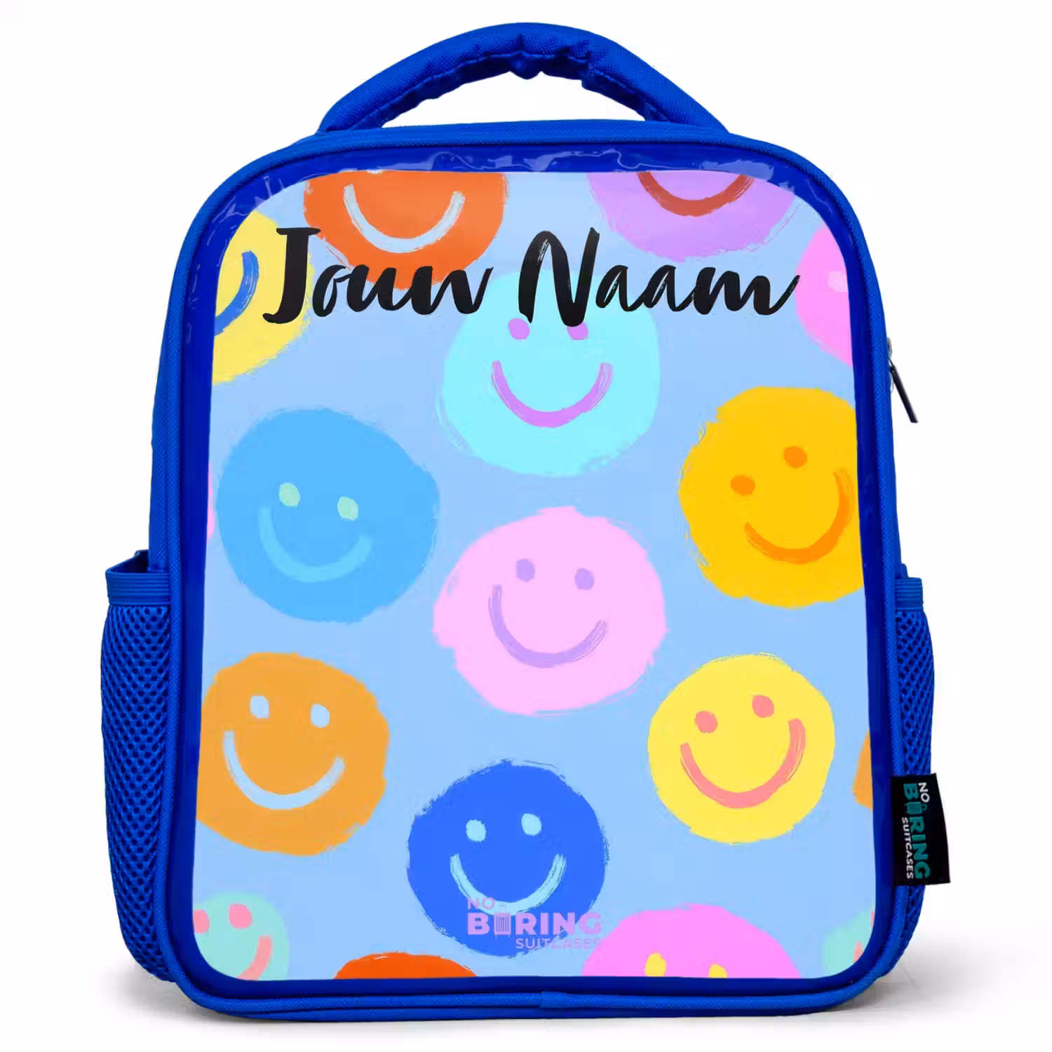 Vrolijk patroon van smileys Kinderrugzak - Blauw middel -3d