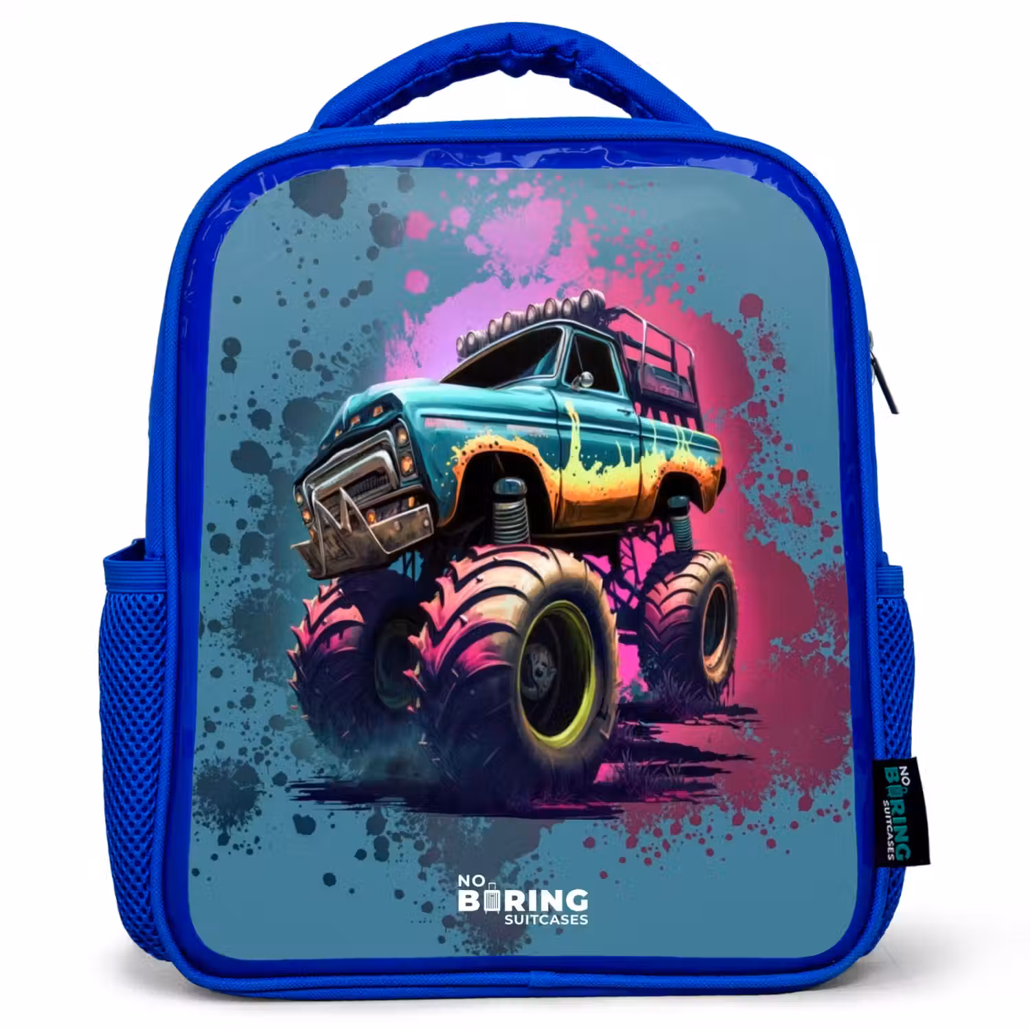 Monster Wheels Kinderrugzak - Blauw middel -3d